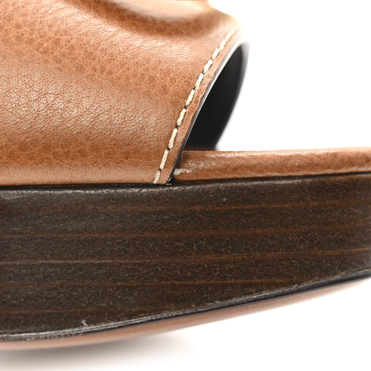 Grainy Cowhide VLogo Platform Sandals 38 Cuoio - Image 12