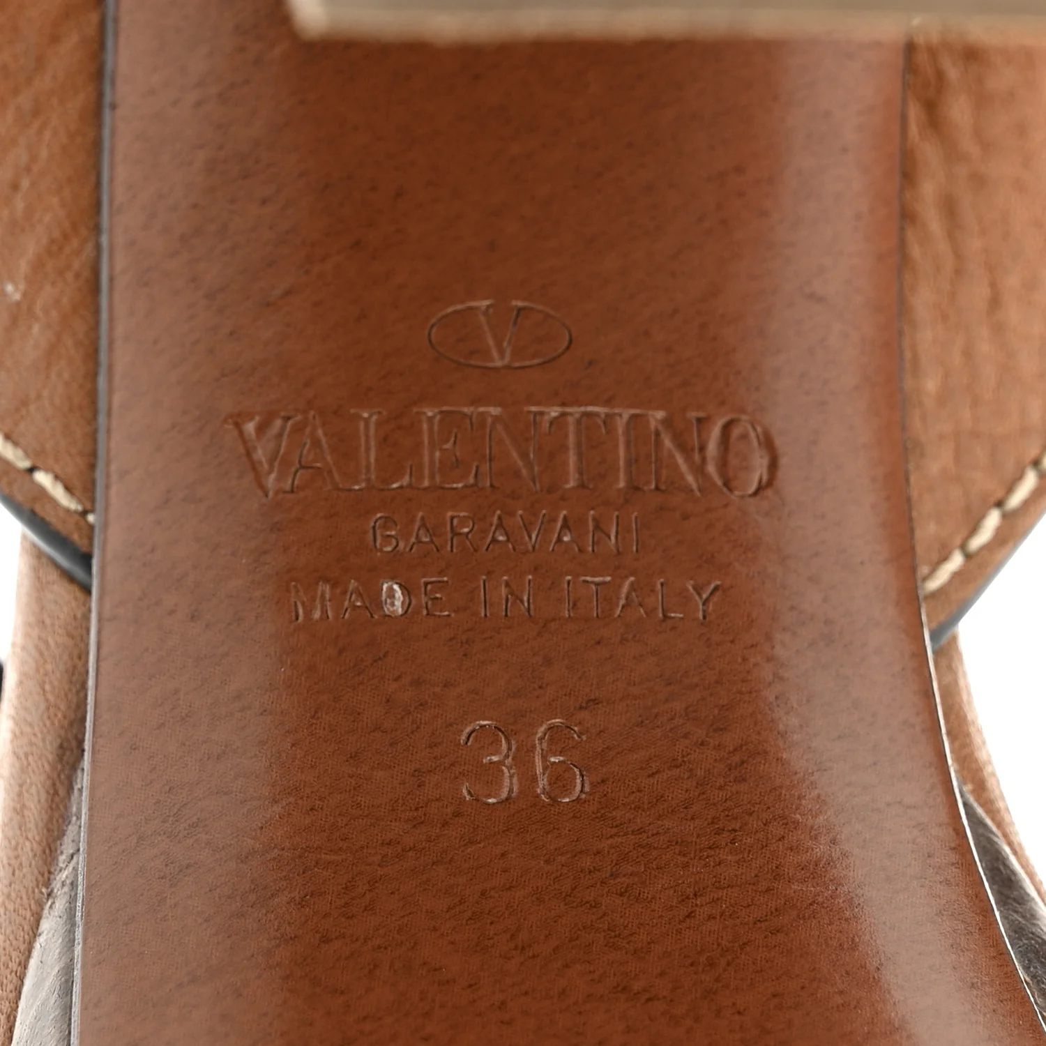 Grainy Cowhide VLogo Platform Sandals 38 Cuoio - Image 8