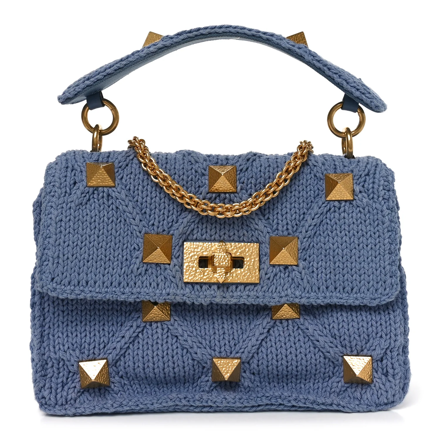 Knit Medium Roman Stud Shoulder Bag Niagara