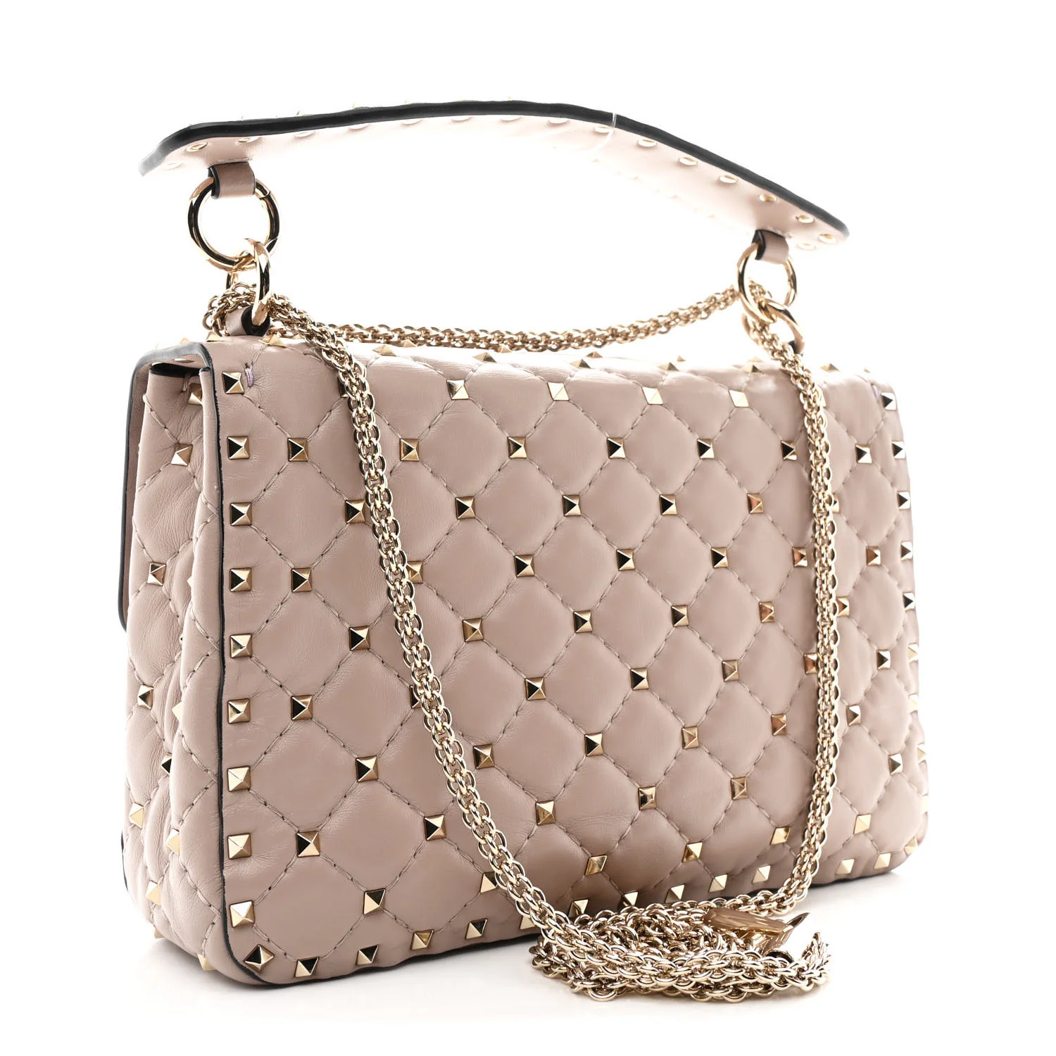 Lambskin Medium Rockstud Spike Shoulder Bag Poudre - Image 3
