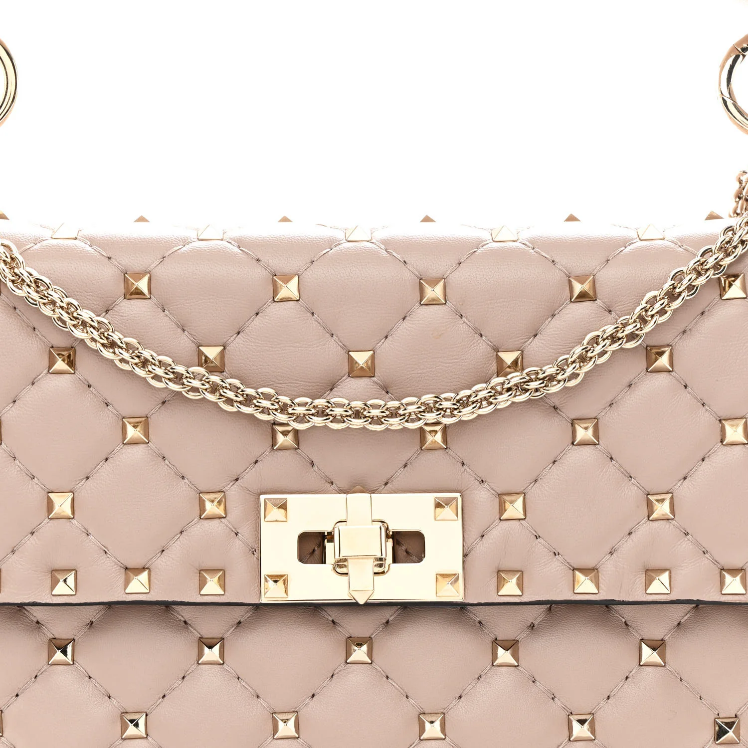 Lambskin Medium Rockstud Spike Shoulder Bag Poudre - Image 7