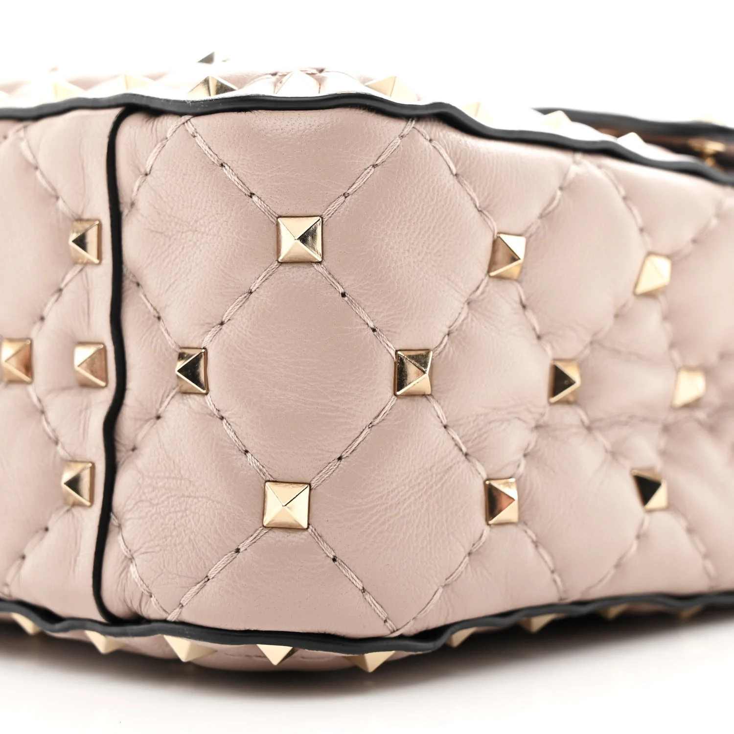 Lambskin Medium Rockstud Spike Shoulder Bag Poudre - Image 9