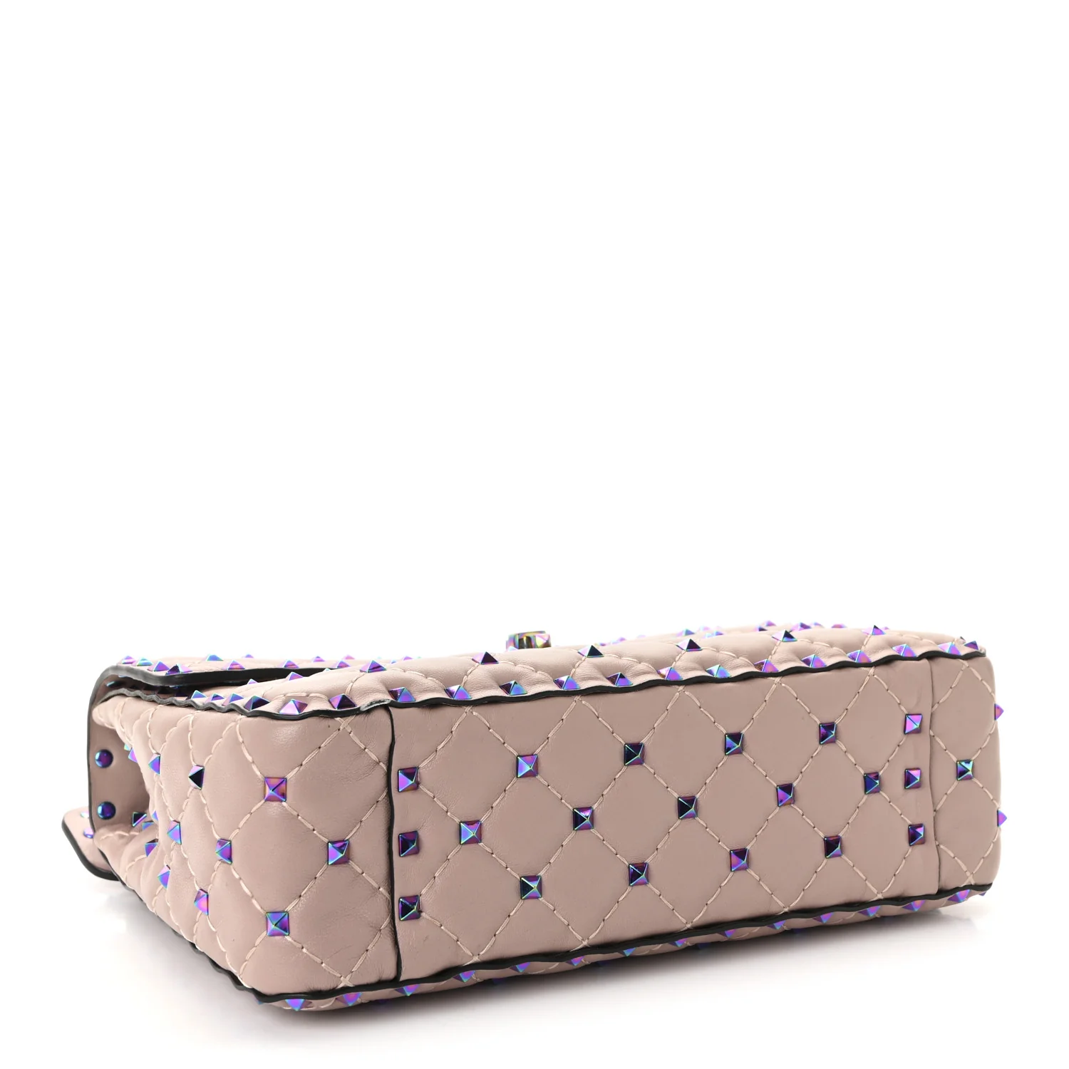 Lambskin Oil Slick Medium Rockstud Spike Shoulder Bag Poudre - Image 4