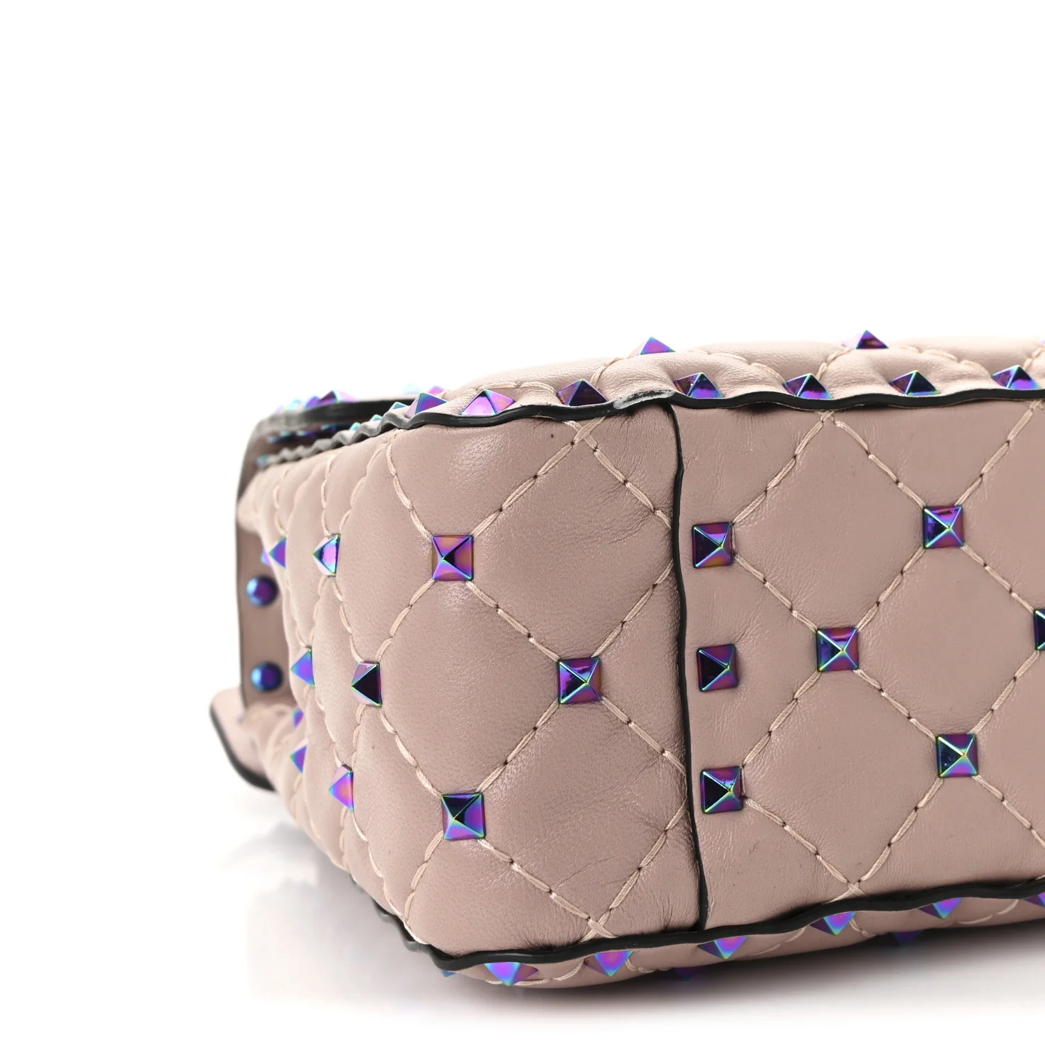 Lambskin Oil Slick Medium Rockstud Spike Shoulder Bag Poudre - Image 8