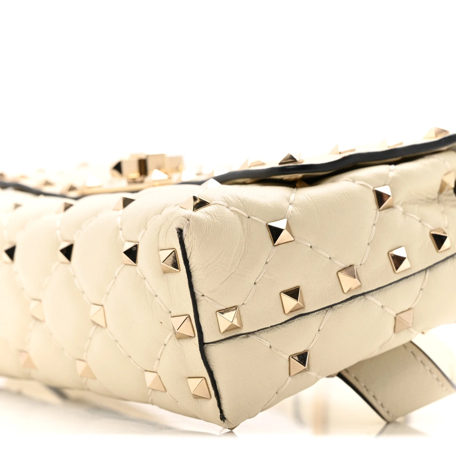 Lambskin Rockstud Spike Belt Bag 85 Ivory - Image 10