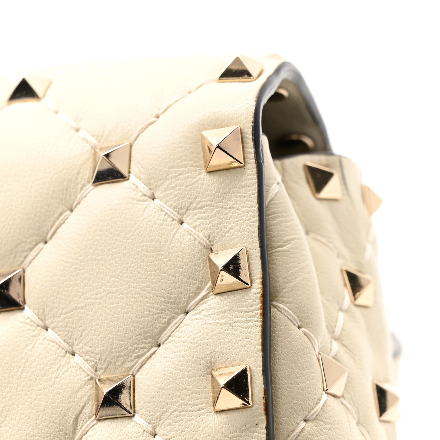 Lambskin Rockstud Spike Belt Bag 85 Ivory - Image 11