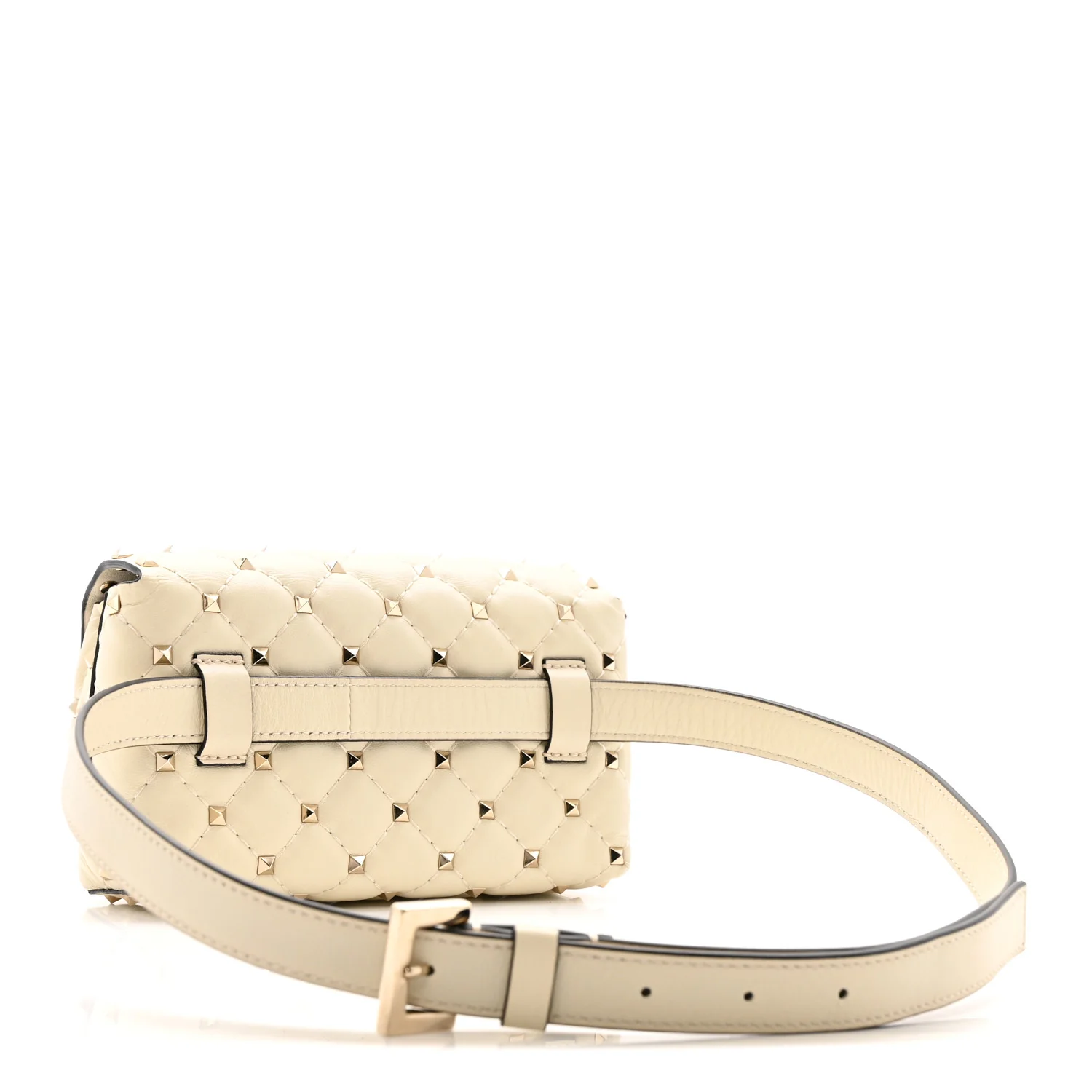 Lambskin Rockstud Spike Belt Bag 85 Ivory - Image 3
