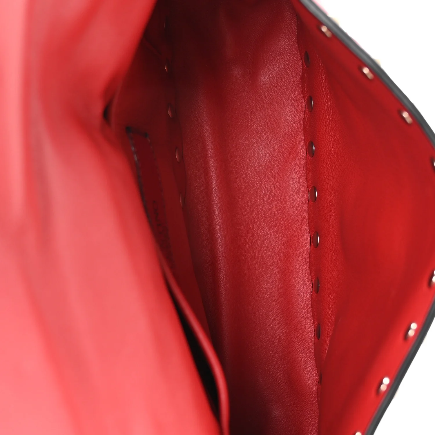 Lambskin Small Rockstud Spike Shoulder Bag Red - Image 5