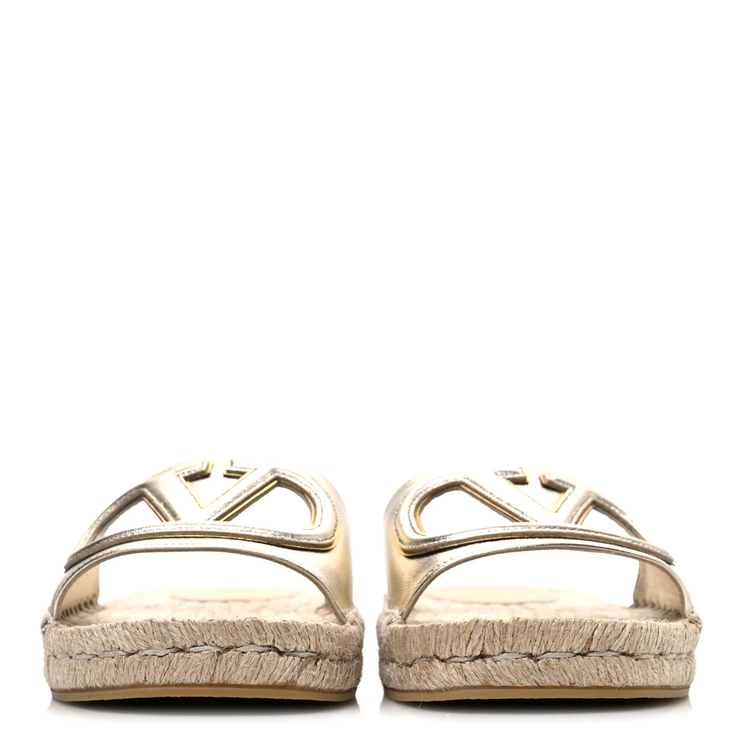 Laminated Napa Vlogo Cut Out Espadrille Flat Slide Sandals 36 Silver - Image 3
