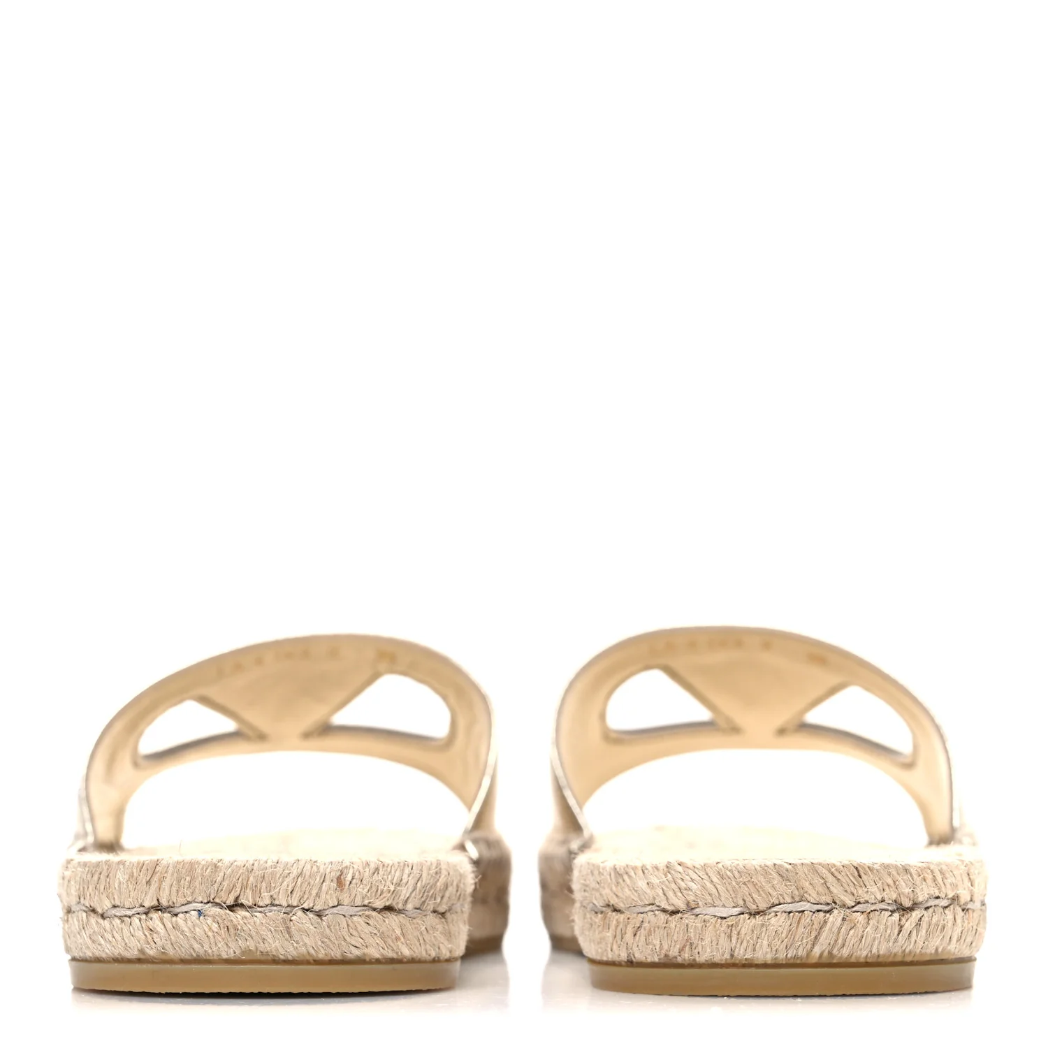 Laminated Napa Vlogo Cut Out Espadrille Flat Slide Sandals 36 Silver - Image 6