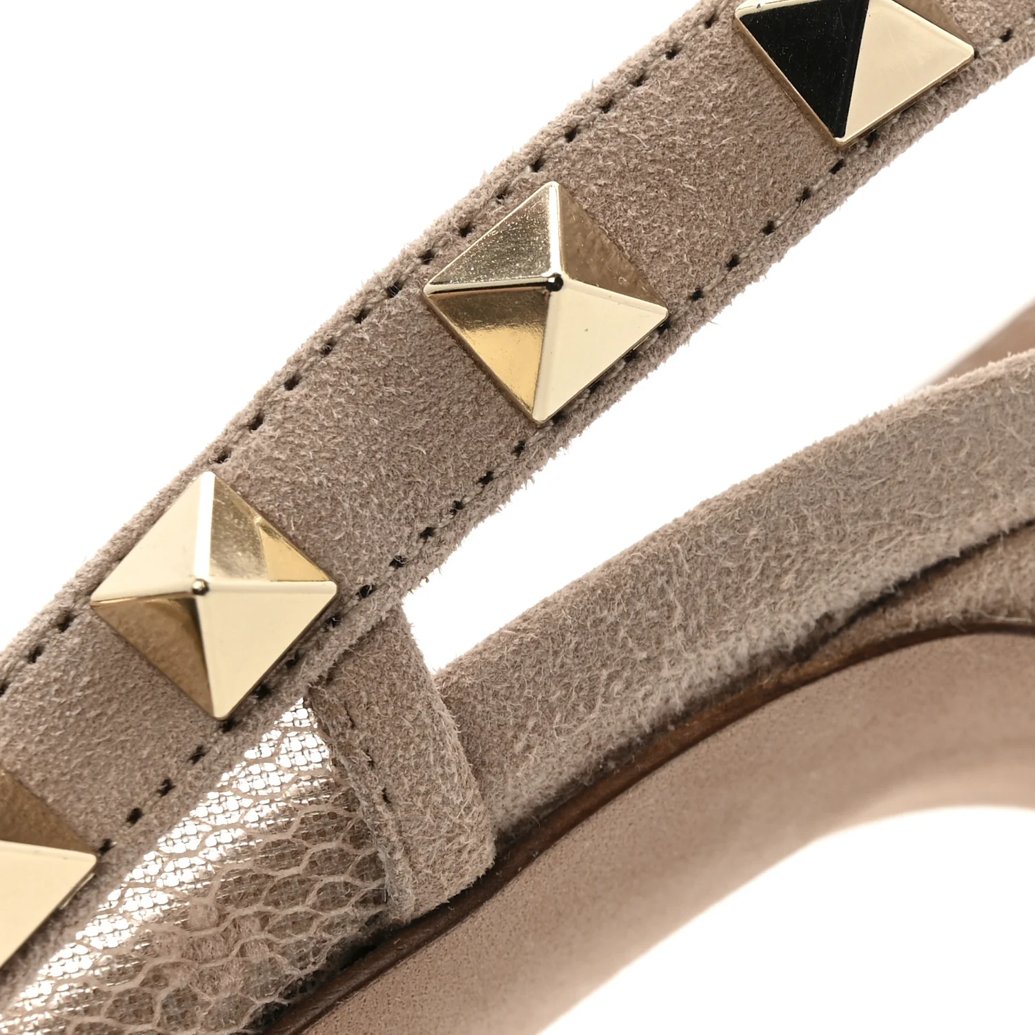 Mesh Calfskin Rockstud Ankle Strap 100mm Pumps 37 Biscotto - Image 12