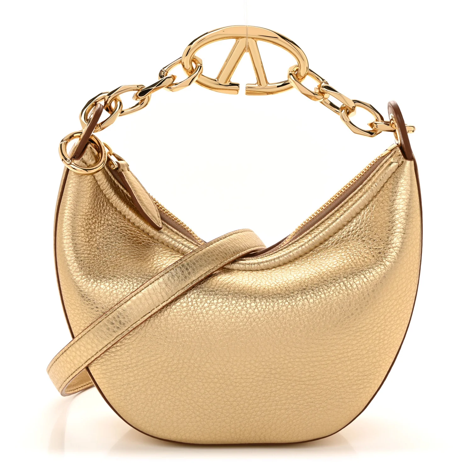 Metallic Nappa Mini Vlogo Moon Hobo Bag Gold