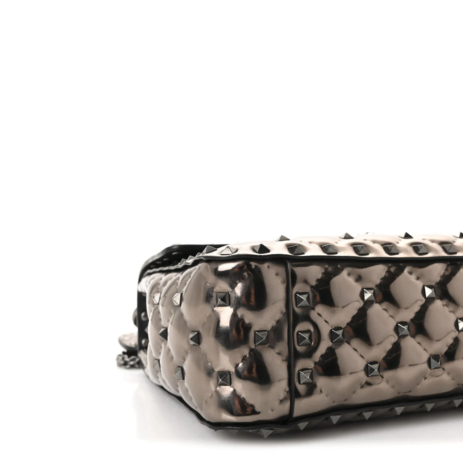 Metallic Patent Medium Rockstud Spike Shoulder Bag Rutenio - Image 8