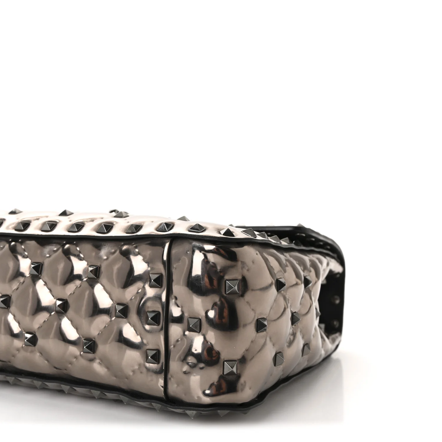 Metallic Patent Medium Rockstud Spike Shoulder Bag Rutenio - Image 9