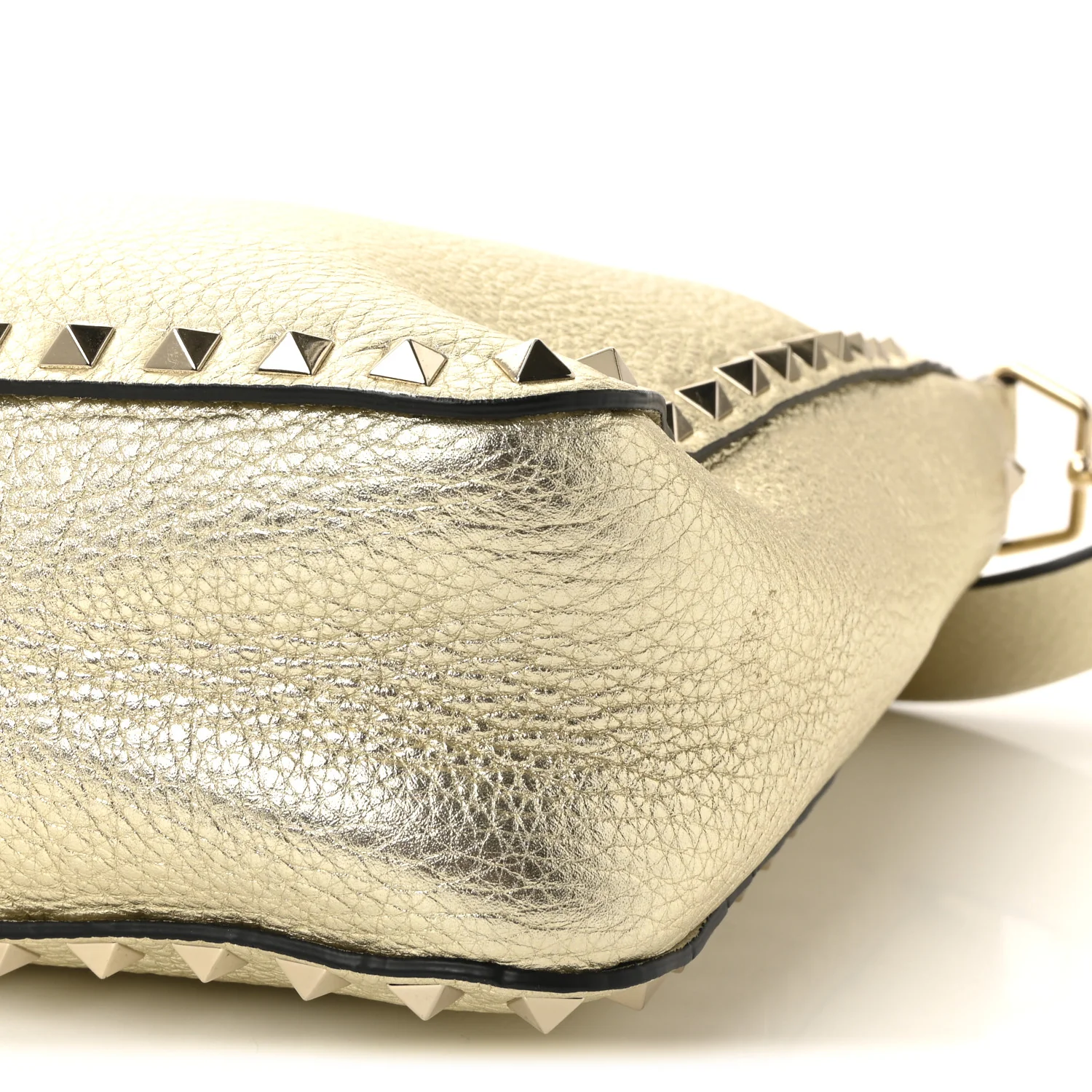 Metallic Pebbled Calfskin Small Rockstud Flip-Lock Messenger Bag Platino - Image 9