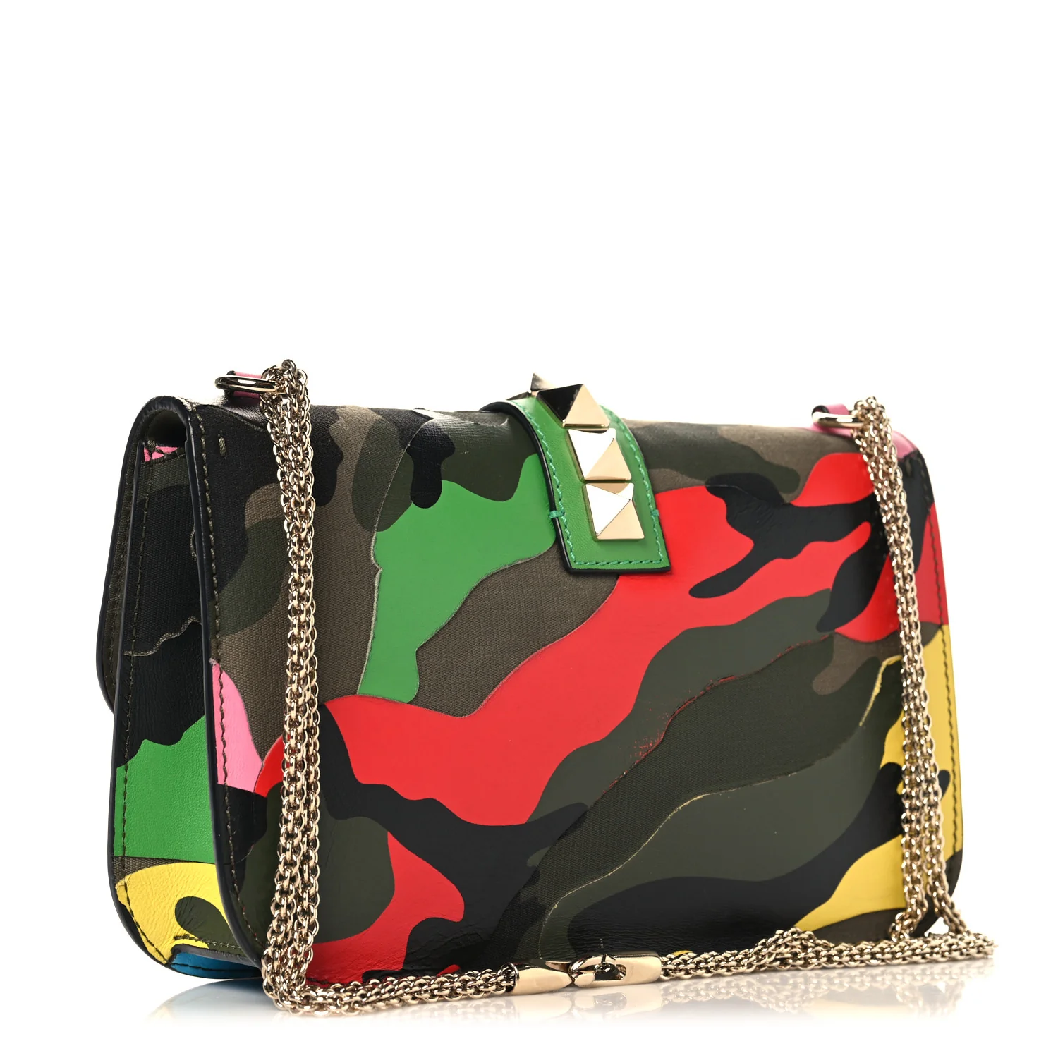 Nappa Canvas Camouflage Medium Glam Lock Rockstud Flap Multicolor - Image 3