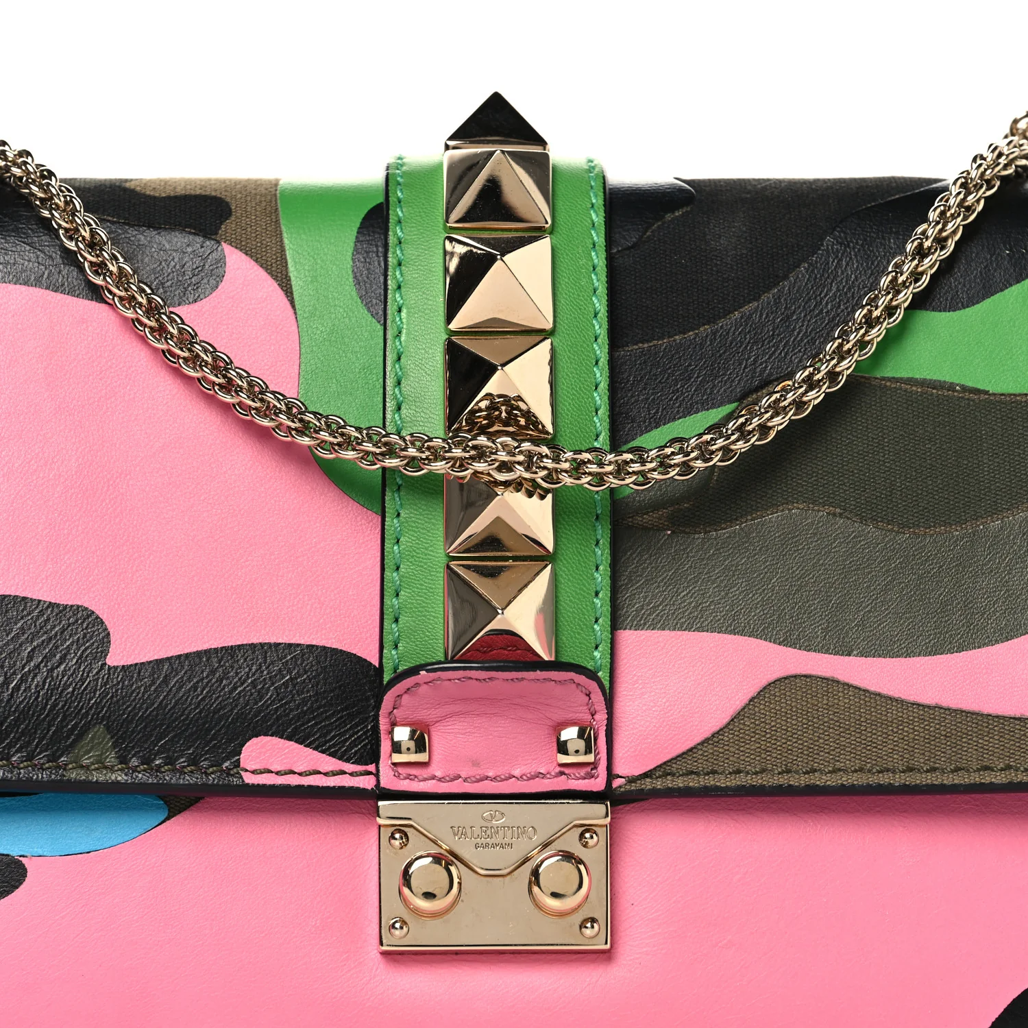 Nappa Canvas Camouflage Medium Glam Lock Rockstud Flap Multicolor - Image 7
