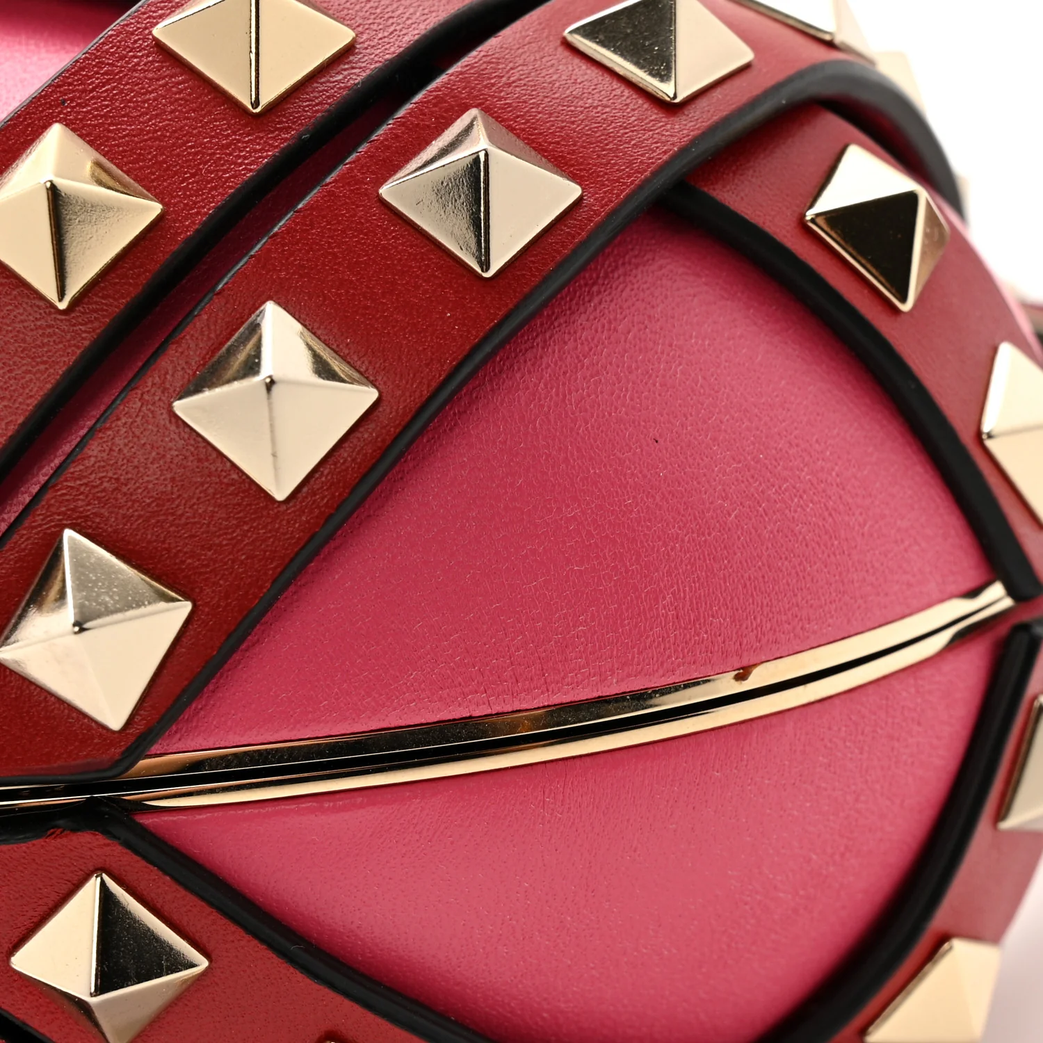 Nappa Carry Secrets Heart Rockstud Spike Minaudiere Clutch Shadow Pink Red - Image 10