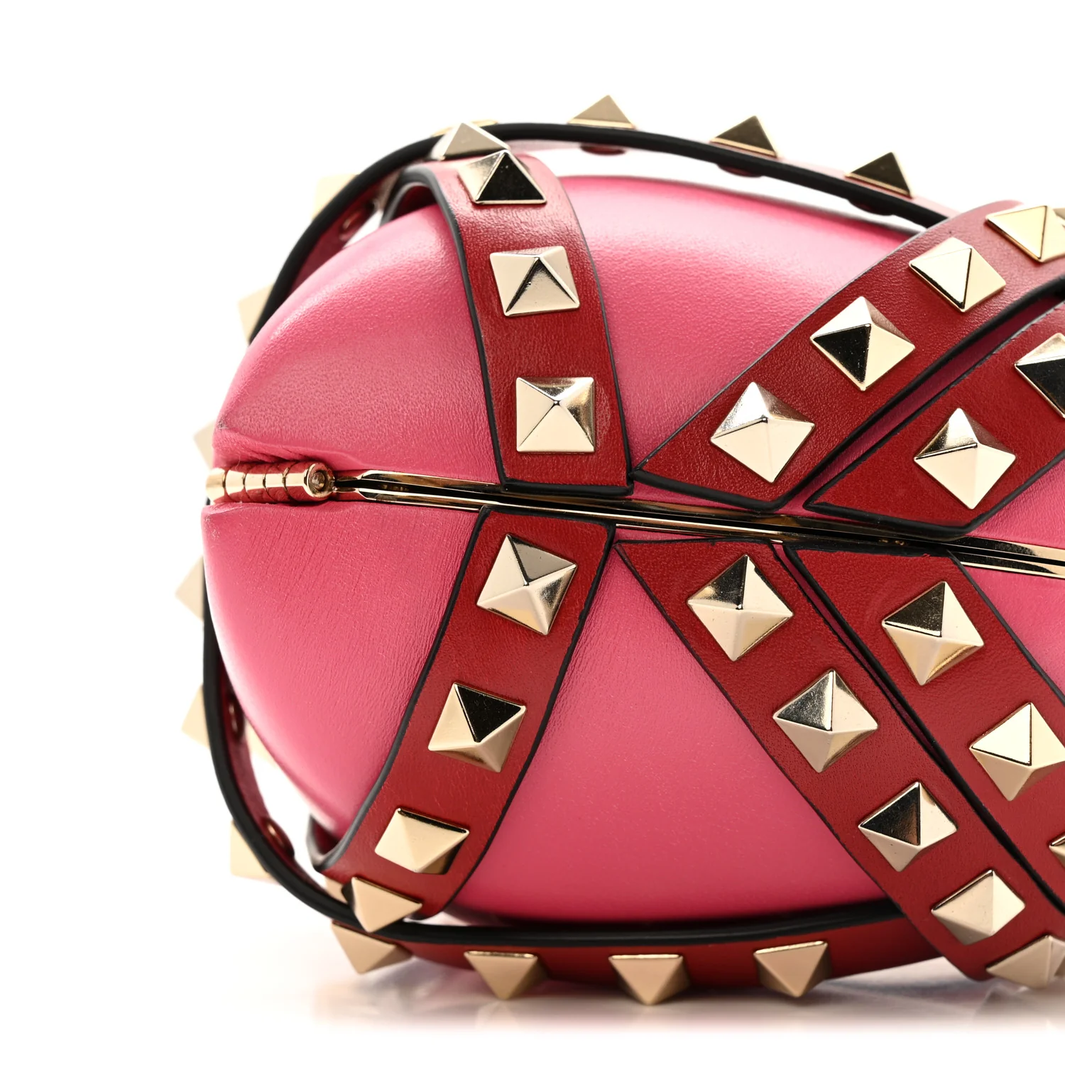 Nappa Carry Secrets Heart Rockstud Spike Minaudiere Clutch Shadow Pink Red - Image 9