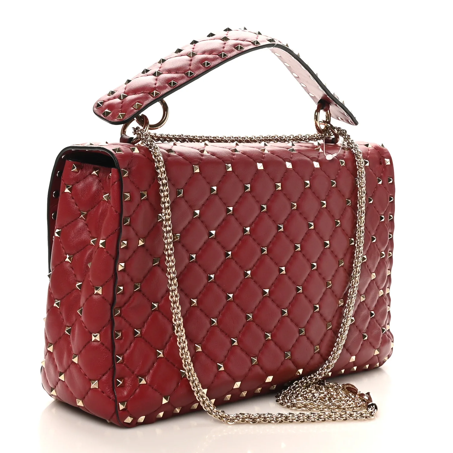 Nappa Large Rockstud Spike Shoulder Bag Rubino - Image 3