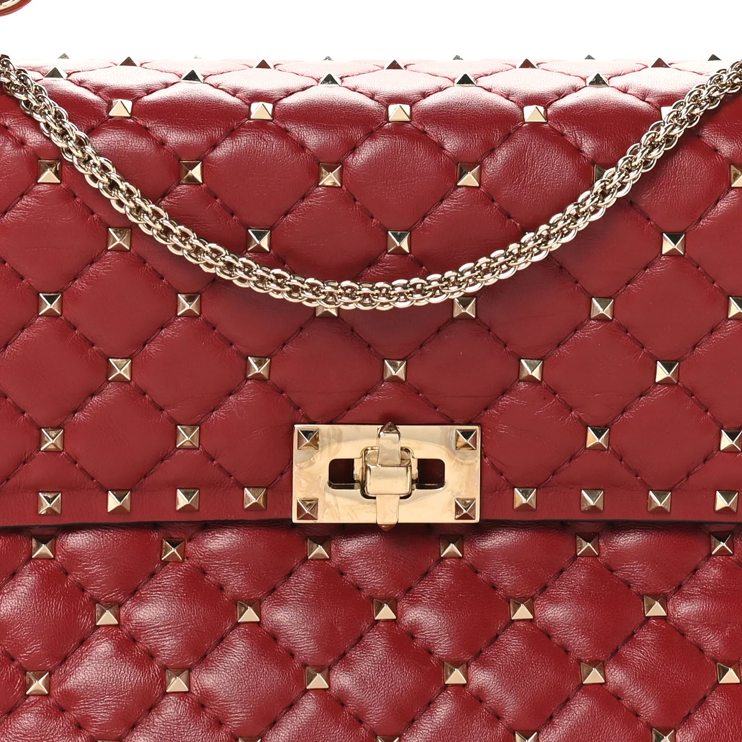 Nappa Large Rockstud Spike Shoulder Bag Rubino - Image 7