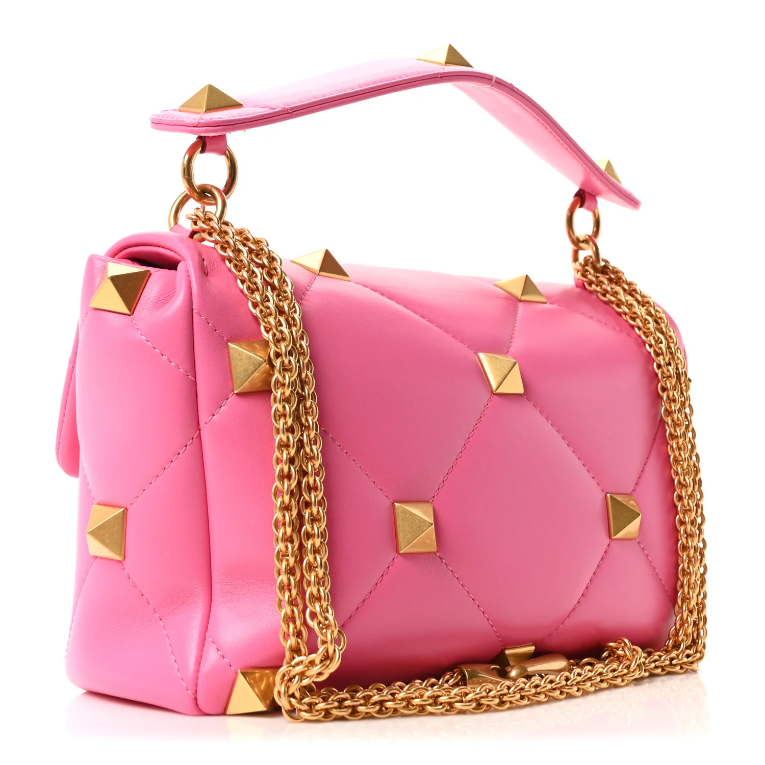 Nappa Large Roman Stud Shoulder Bag Feminine Pink - Image 3