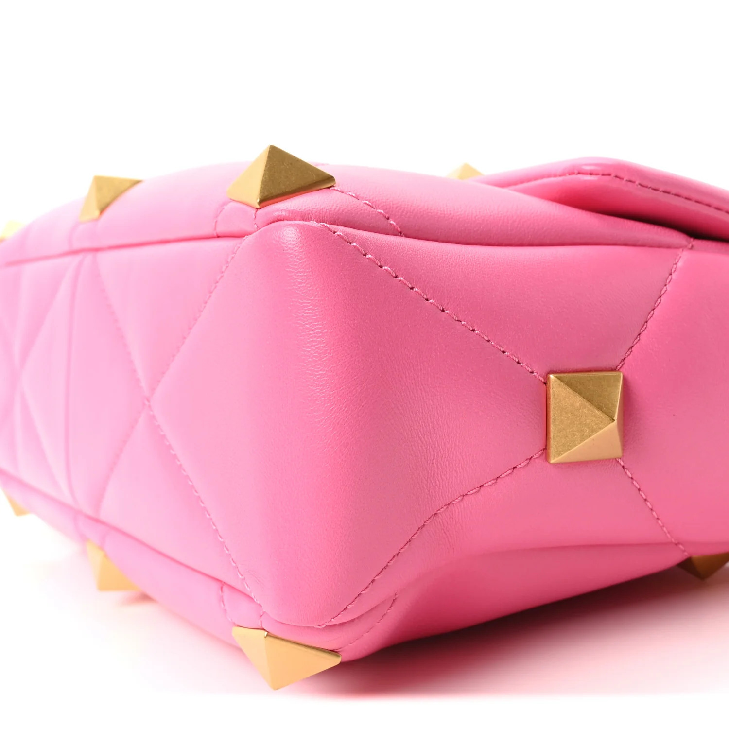 Nappa Large Roman Stud Shoulder Bag Feminine Pink - Image 9