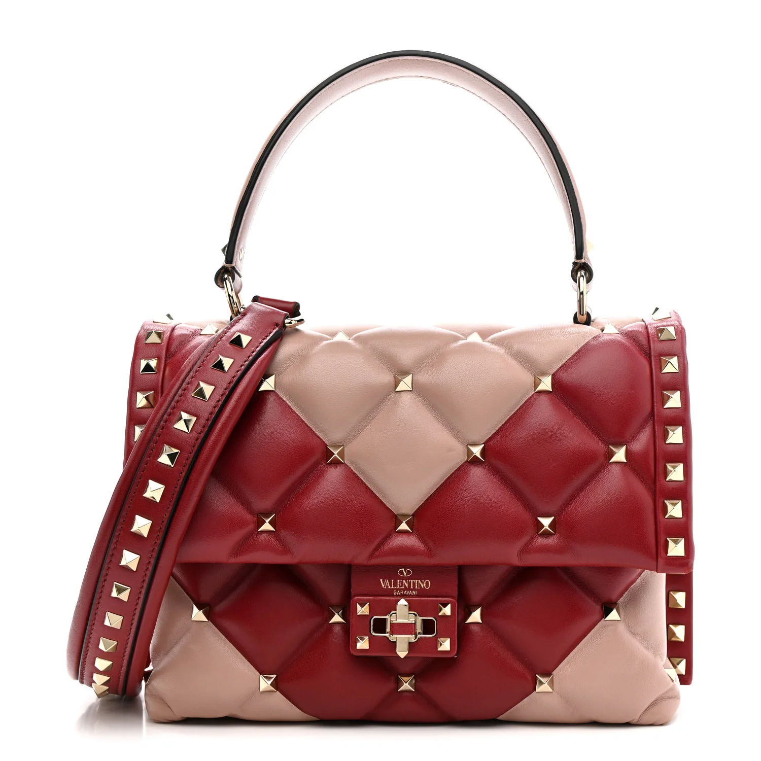 Nappa Medium Candystud Top Handle Bag Poudre Rubino