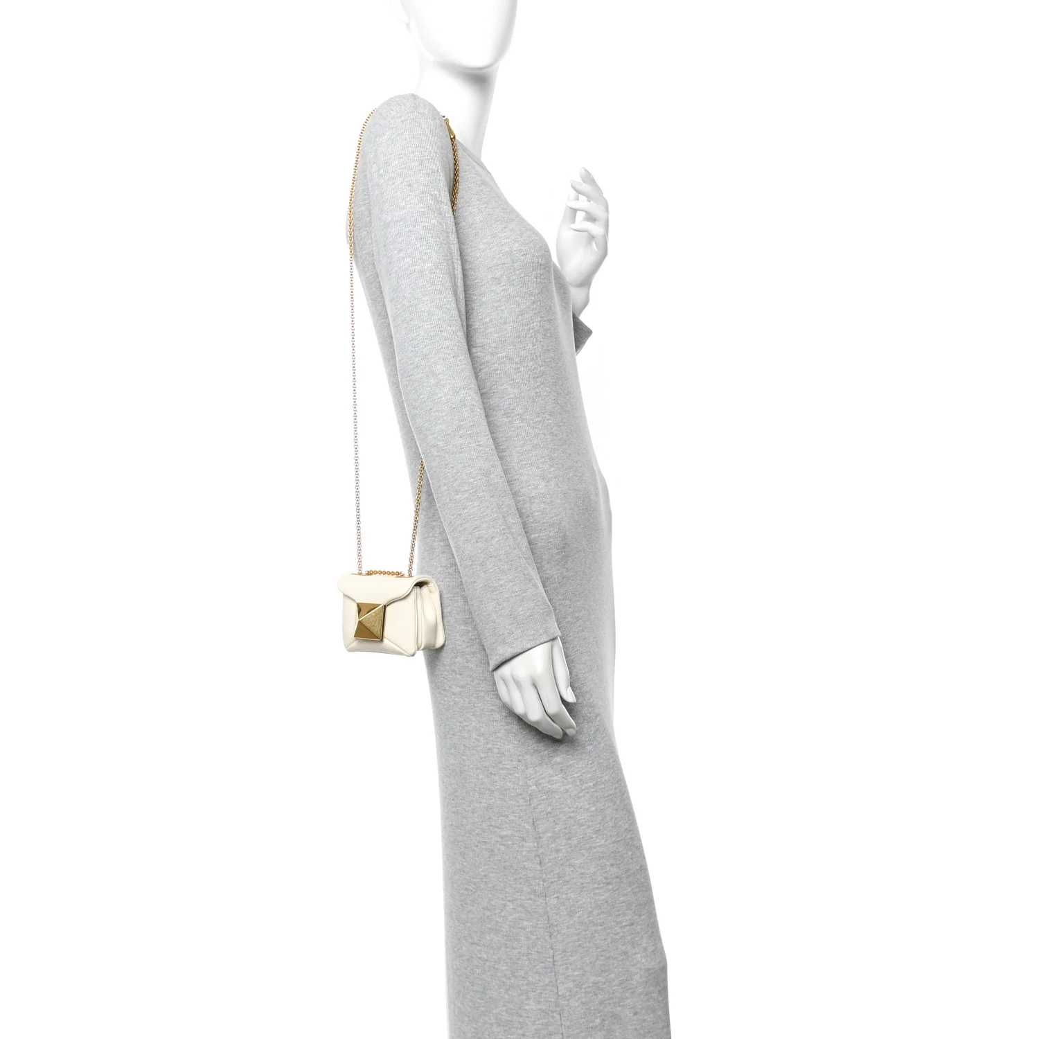 Nappa Micro One Stud Chain Bag Ivory - Image 2