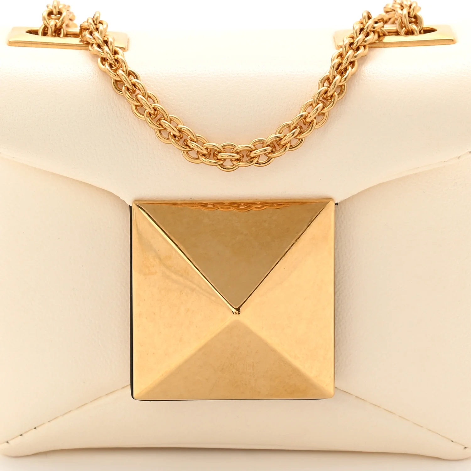 Nappa Micro One Stud Chain Bag Ivory - Image 8