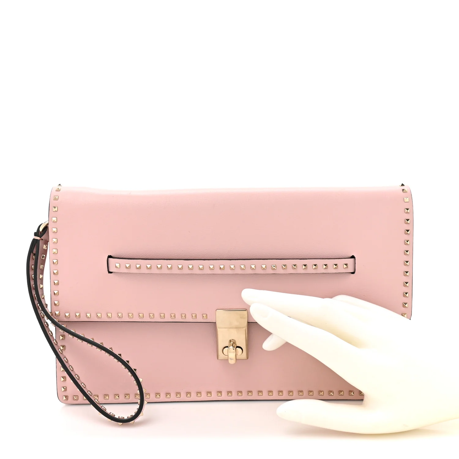 Nappa Micro Rockstud Wristlet Clutch Water Rose - Image 2