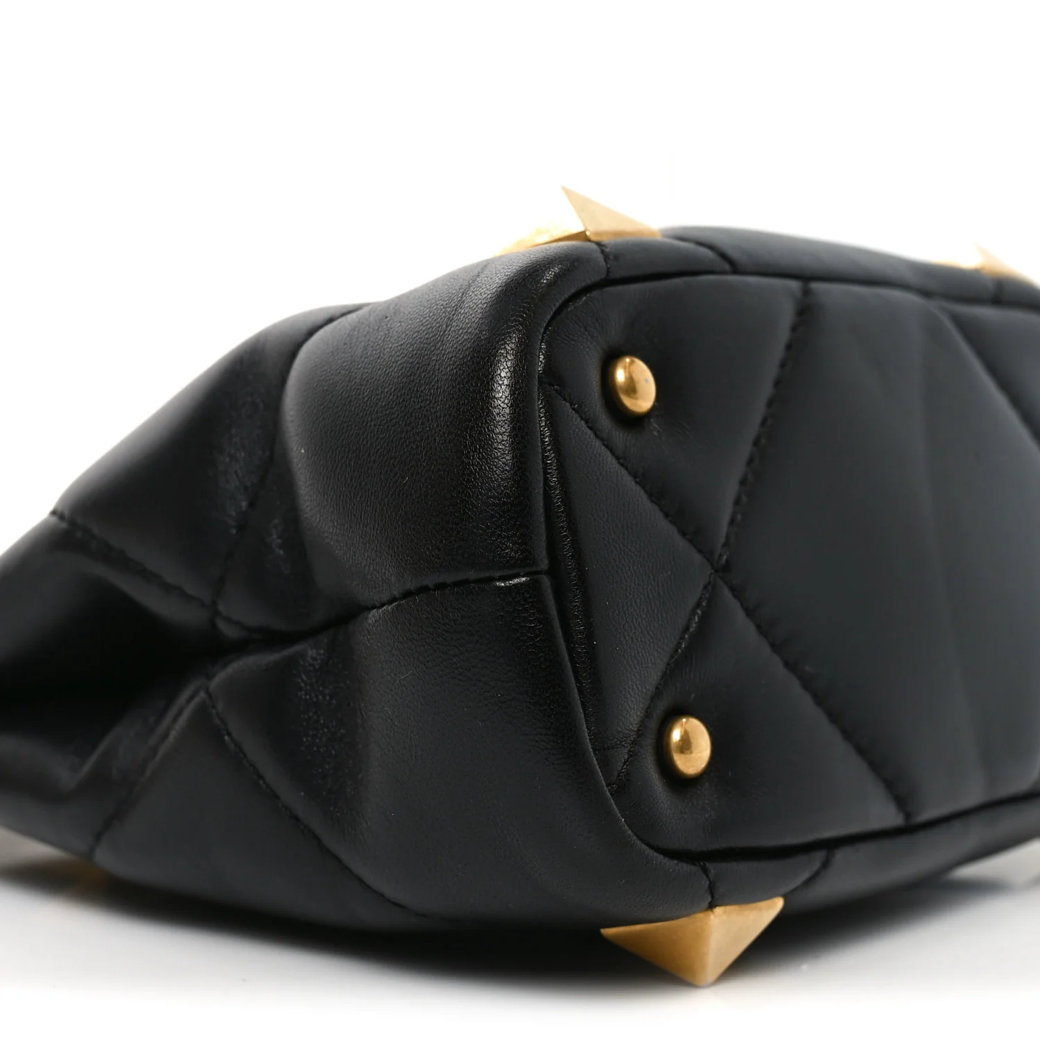 Nappa Mini Roman Stud The Handle Bag Black - Image 8
