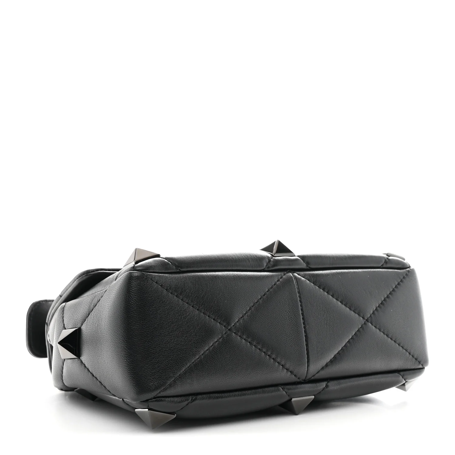 Nappa Monochrome Medium Roman Stud Shoulder Bag Black - Image 4