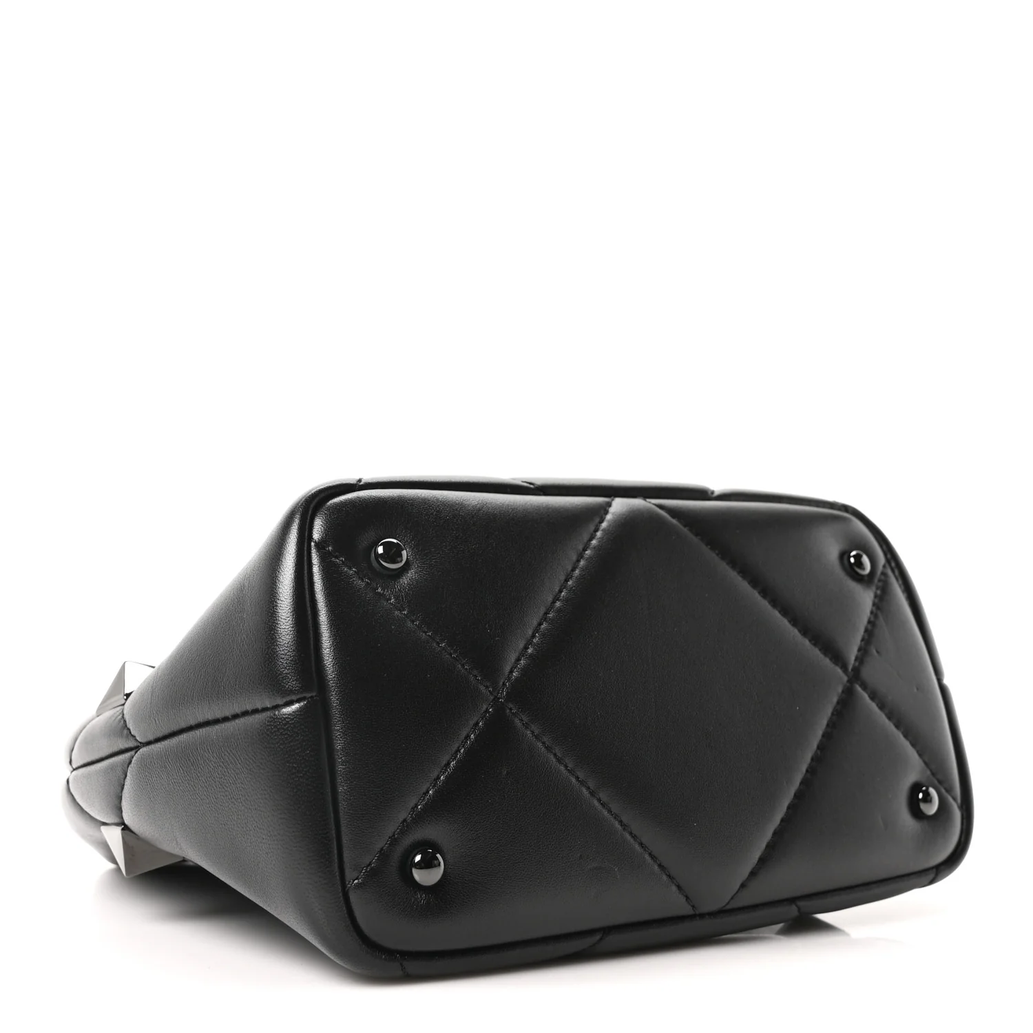 Nappa Monochrome Small Roman Stud The Handle Bag Black - Image 4