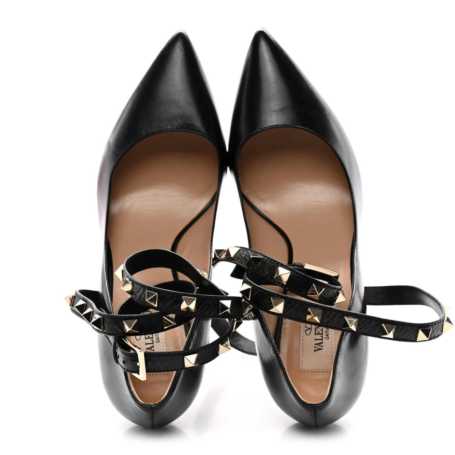 Nappa Rockstud Ankle Strap 105mm Pumps 37.5 Black - Image 2
