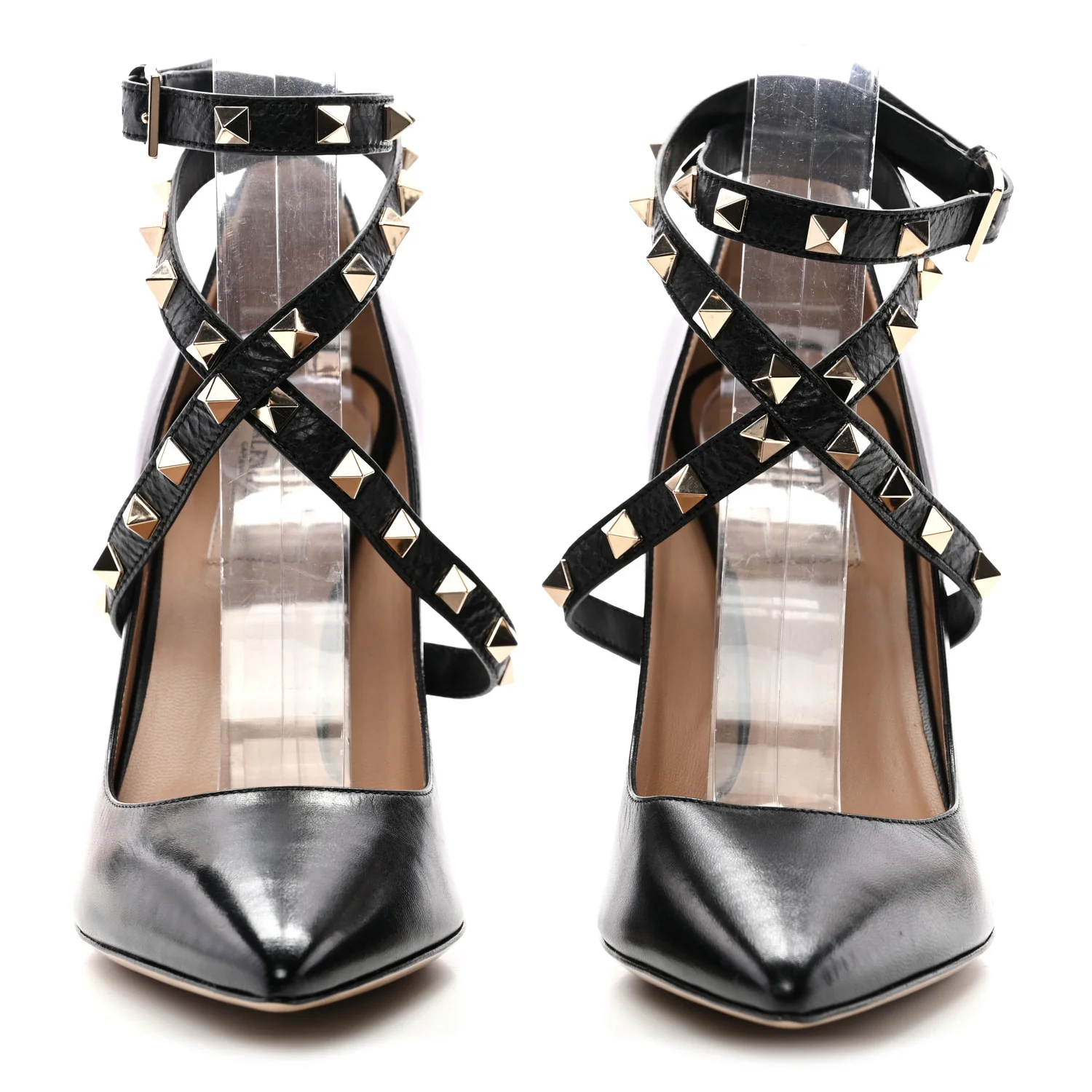Nappa Rockstud Ankle Strap 105mm Pumps 37.5 Black - Image 3