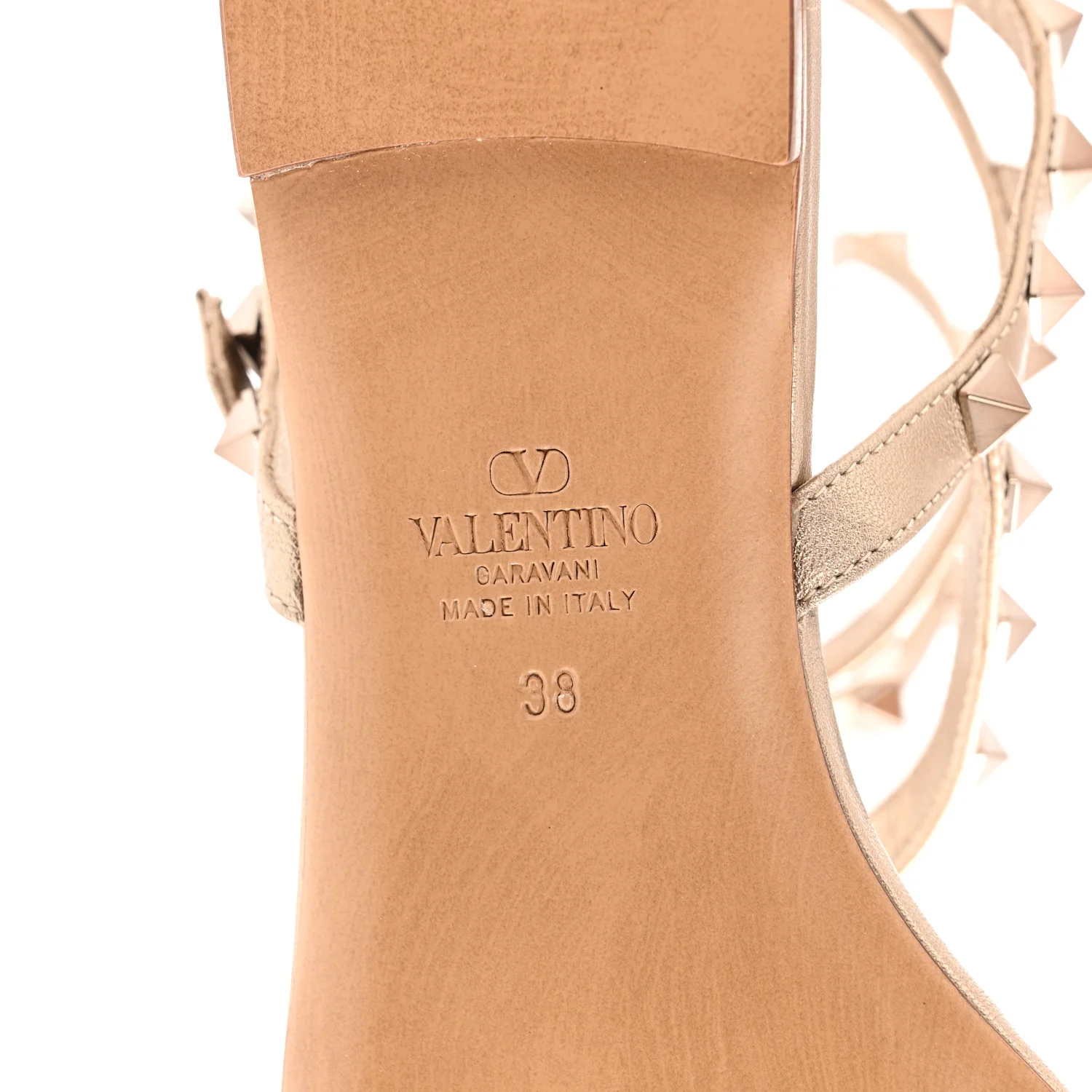Nappa Rockstud Ankle Strap Flat Thong Sandals 38 Skin - Image 9