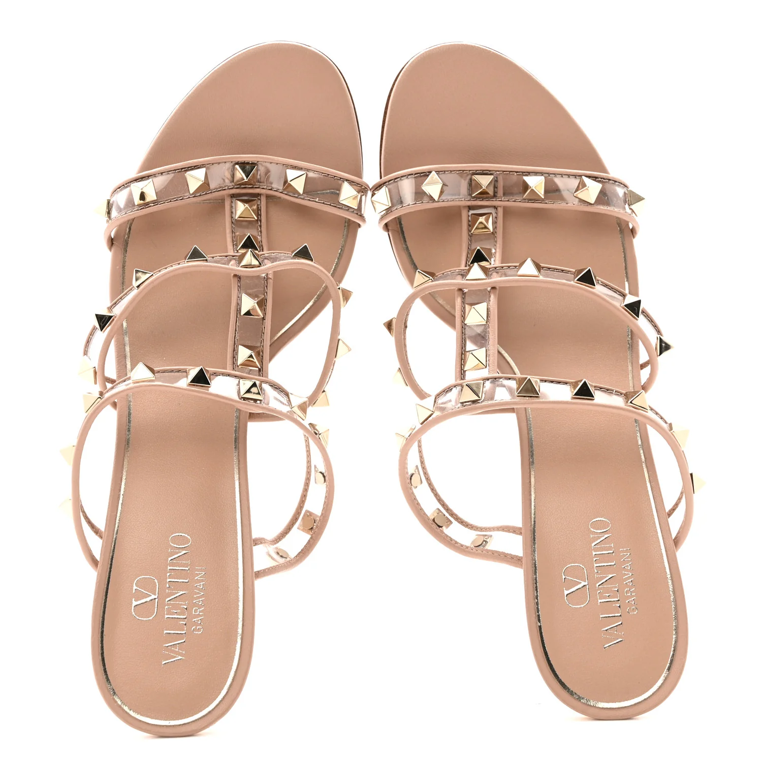 Nappa Rockstud PVC 60mm Caged Slide Sandals 38 Poudre - Image 2