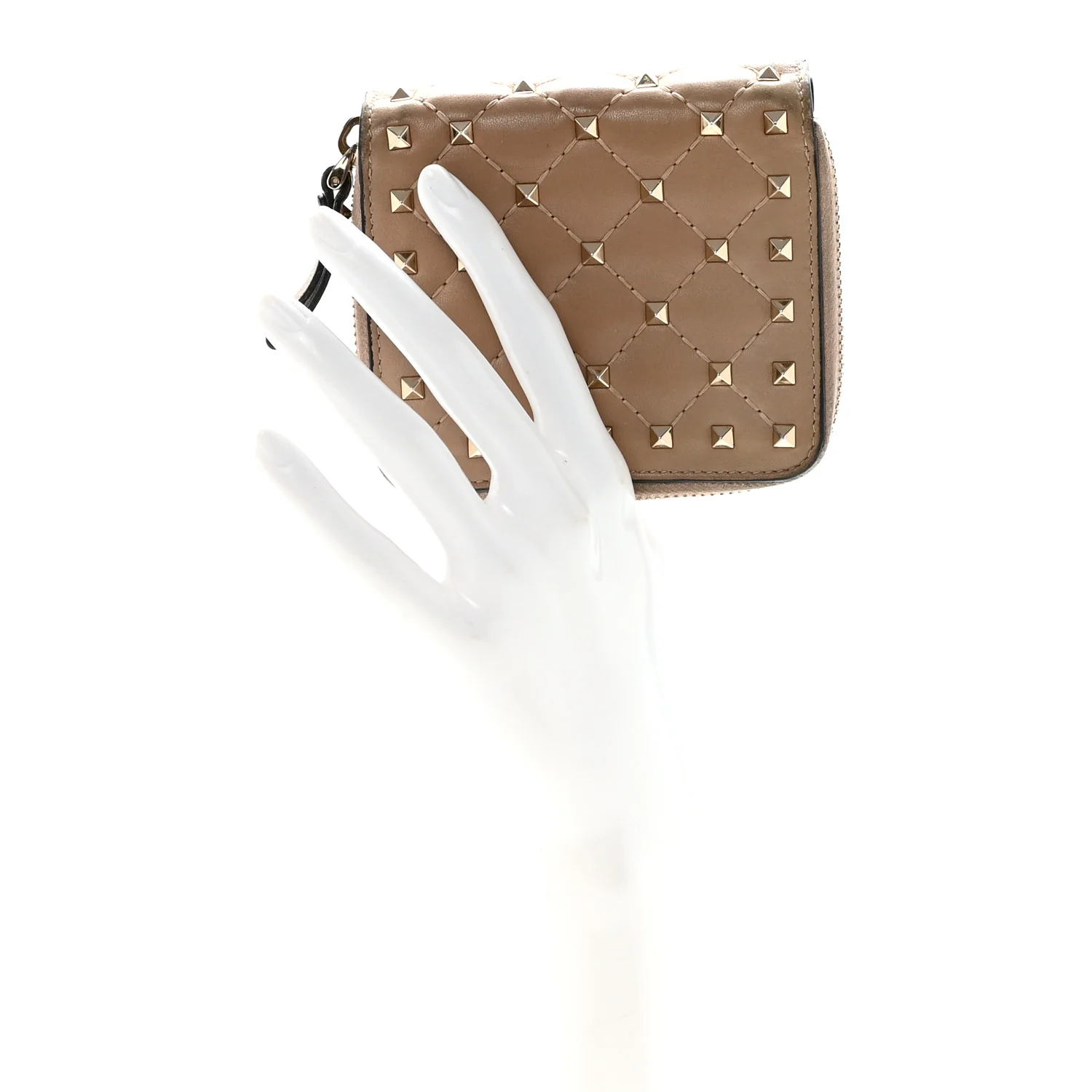 Nappa Rockstud Spike Compact Zip Around Wallet Poudre - Image 2