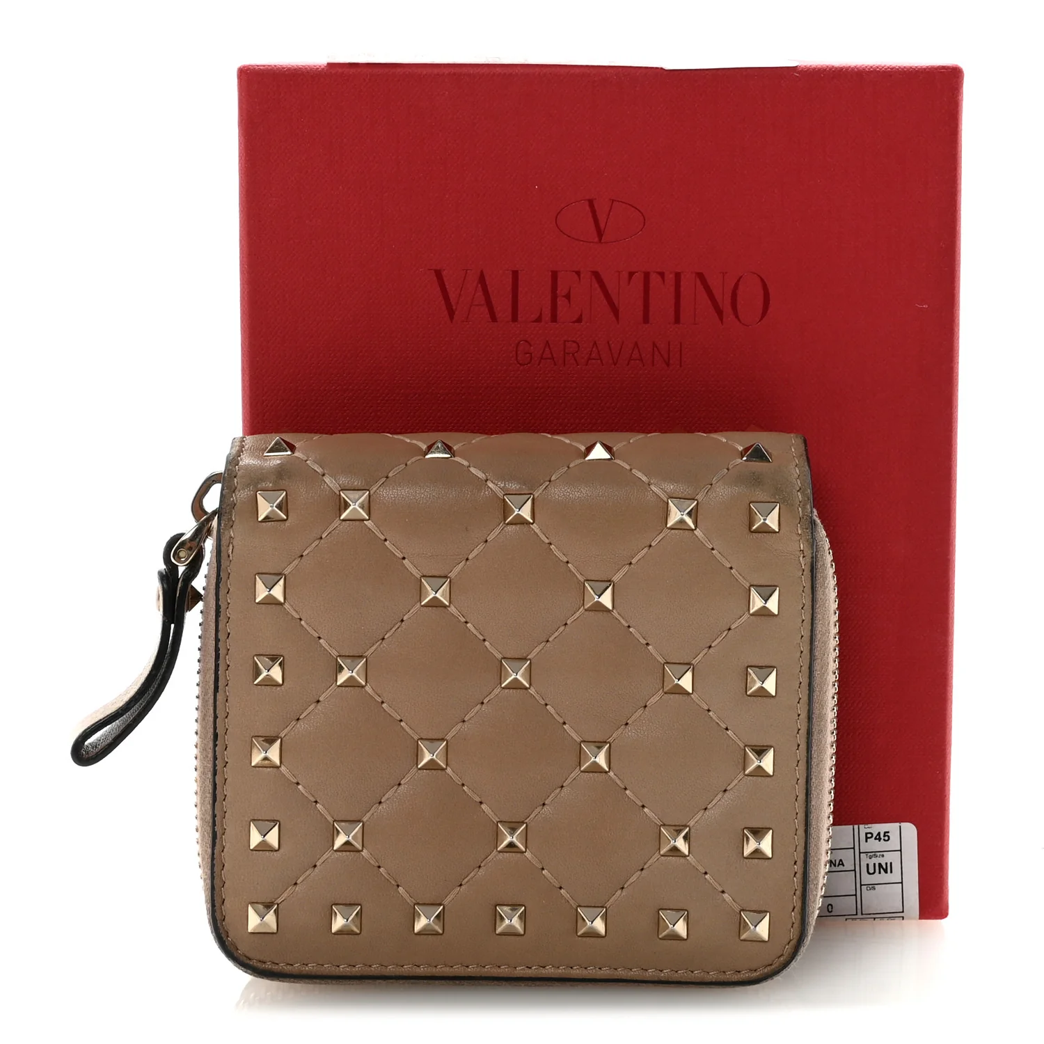 Nappa Rockstud Spike Compact Zip Around Wallet Poudre - Image 9