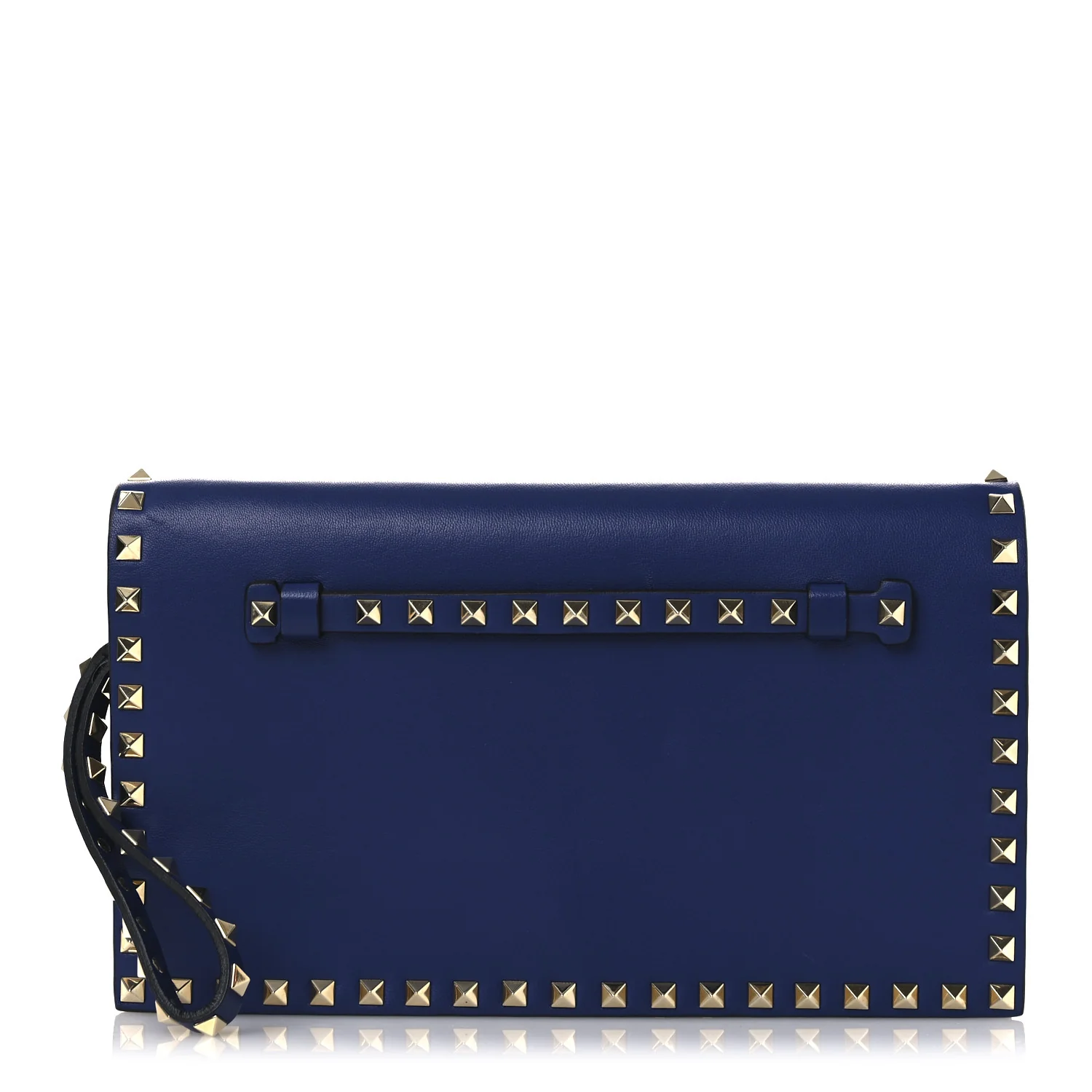 Nappa Rockstud Wristlet Clutch Blue