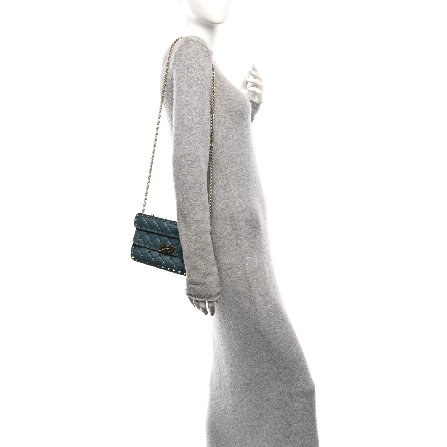 Nappa Small Rockstud Spike Shoulder Bag Sarcelle - Image 2