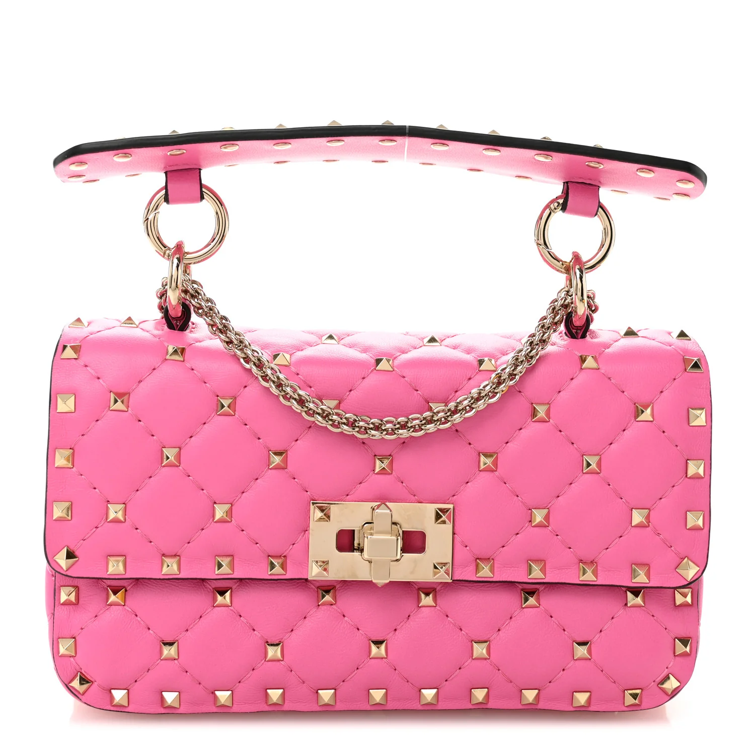 Nappa Small Rockstud Spike Shoulder Bag Shadow Pink