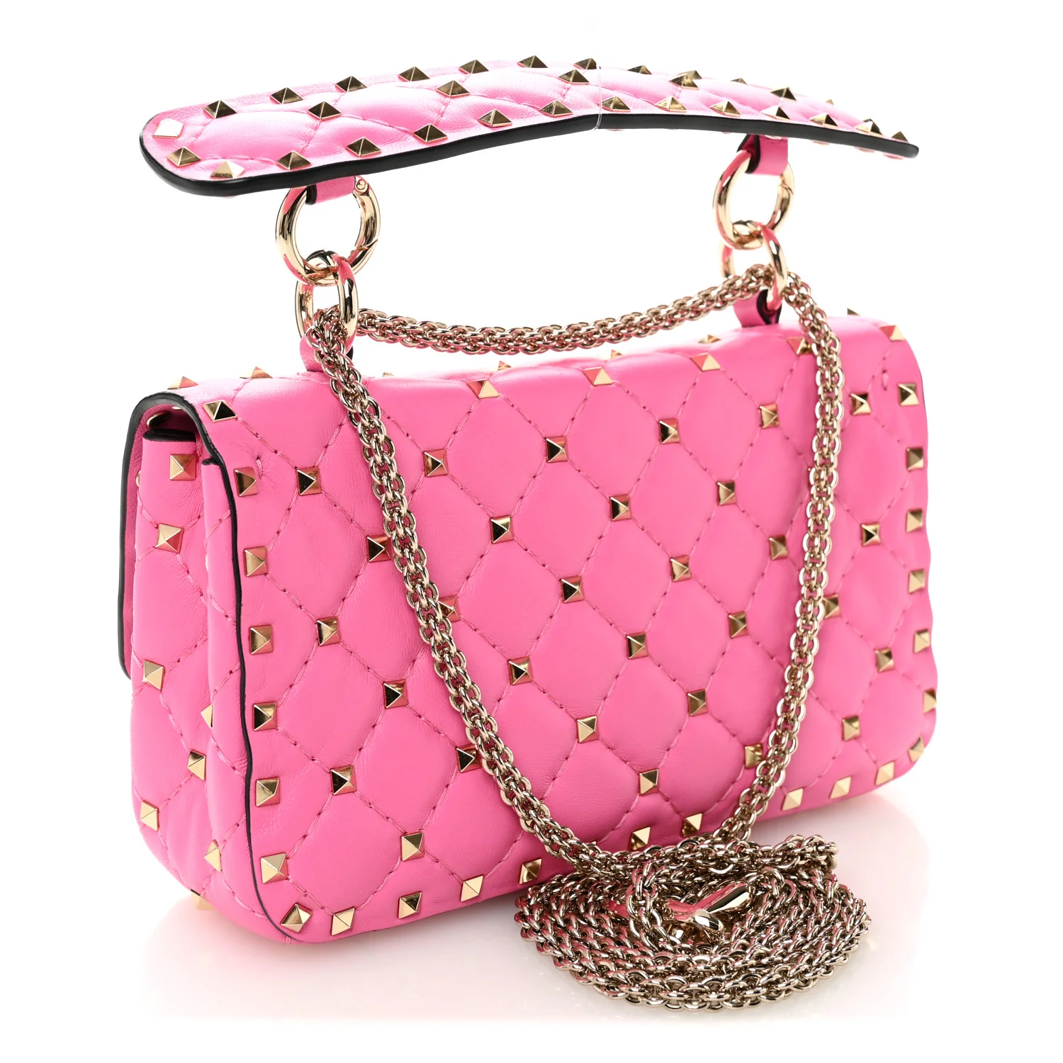 Nappa Small Rockstud Spike Shoulder Bag Shadow Pink - Image 3
