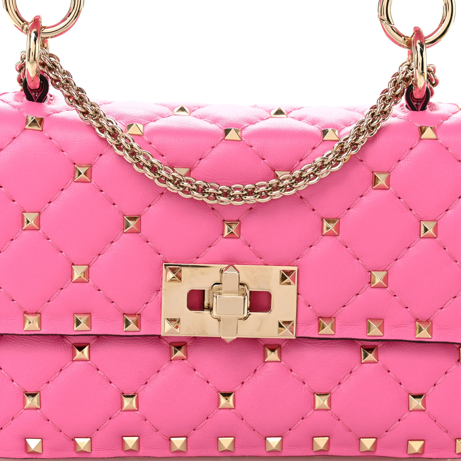 Nappa Small Rockstud Spike Shoulder Bag Shadow Pink - Image 7