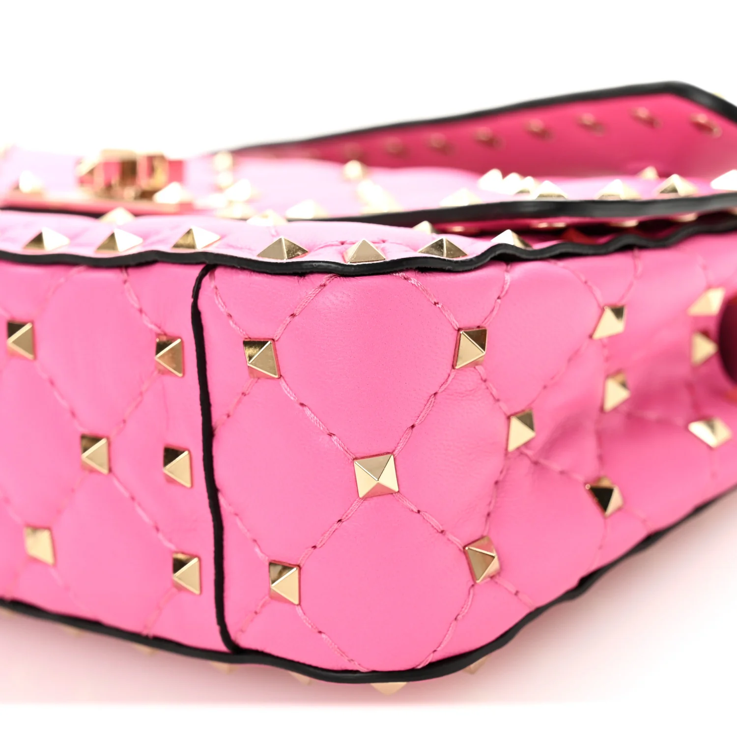 Nappa Small Rockstud Spike Shoulder Bag Shadow Pink - Image 9