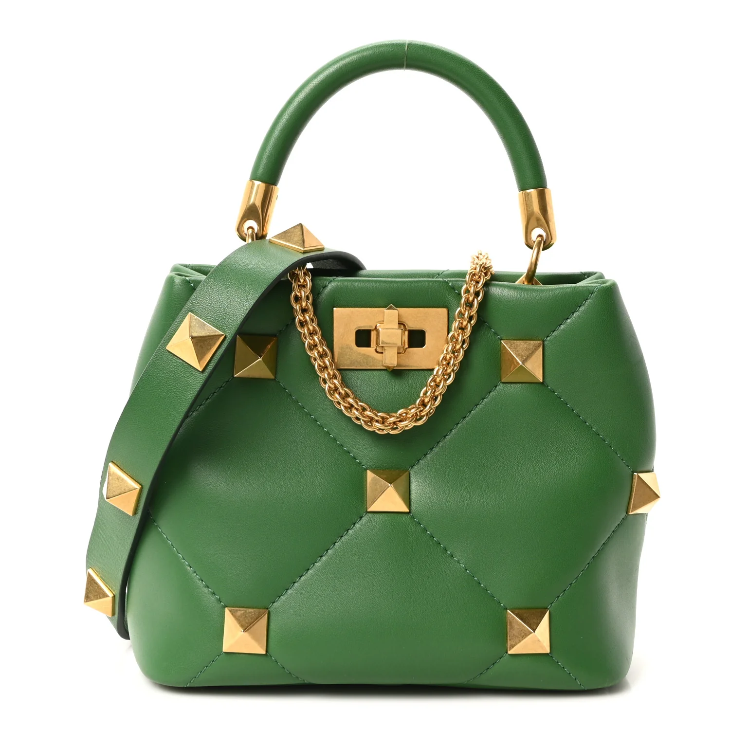 Nappa Small Roman Stud The Handle Bag Gea Green