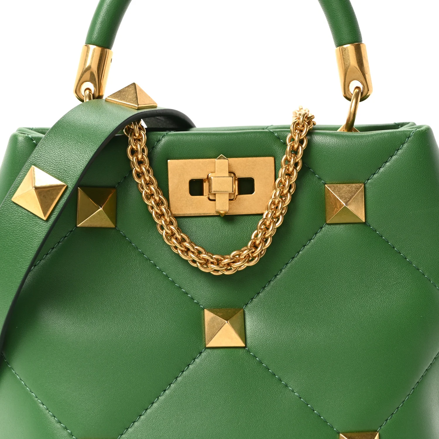 Nappa Small Roman Stud The Handle Bag Gea Green - Image 7