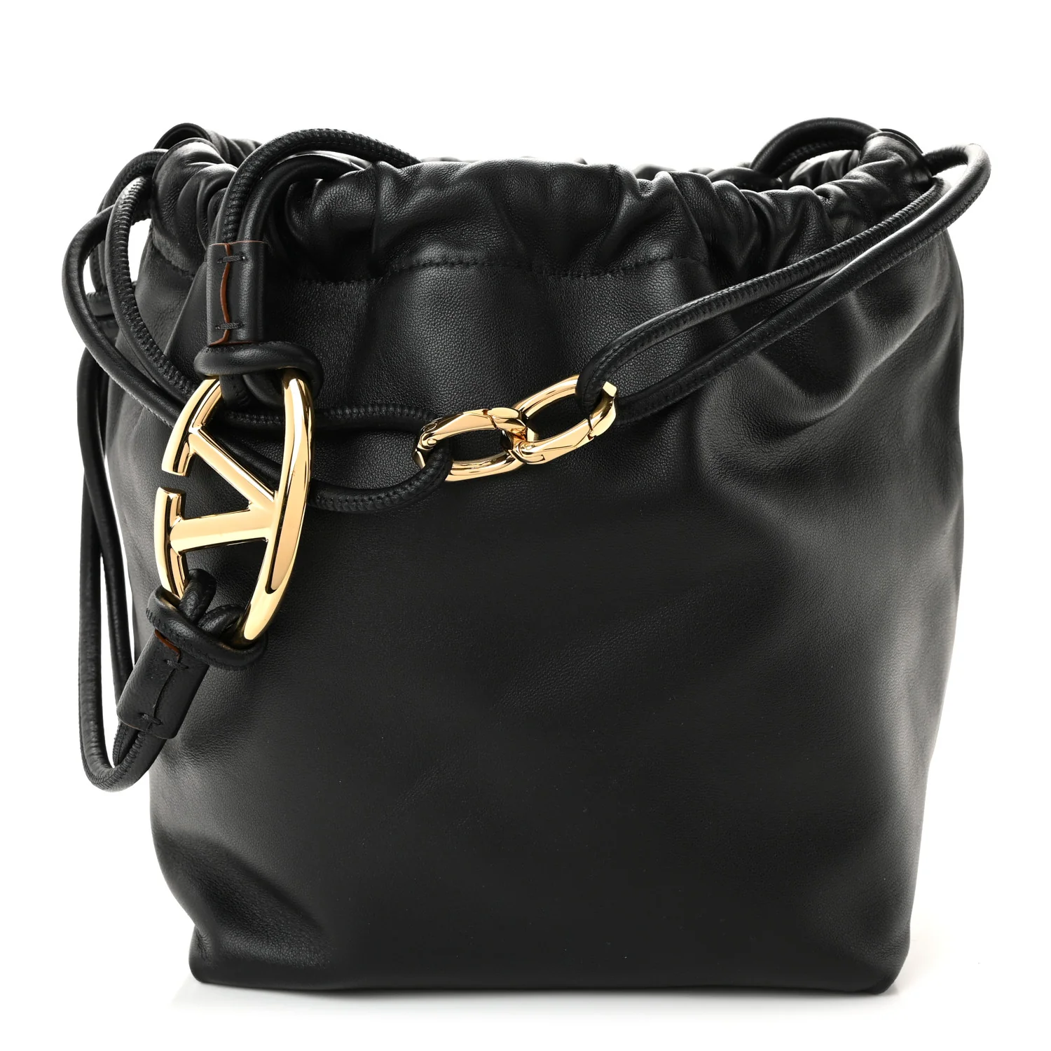 Nappa Vlogo Pouf Bucket Bag Black