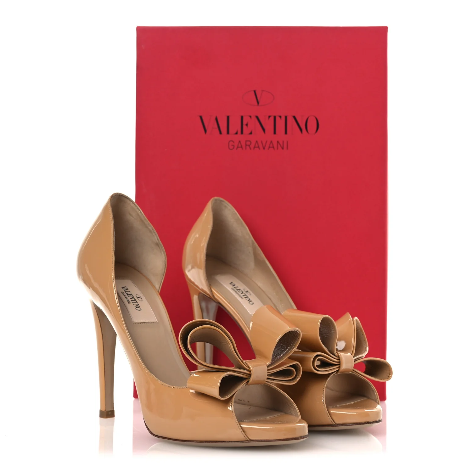 Patent Couture Bow Peep Toe Pumps 37.5 Beige - Image 14